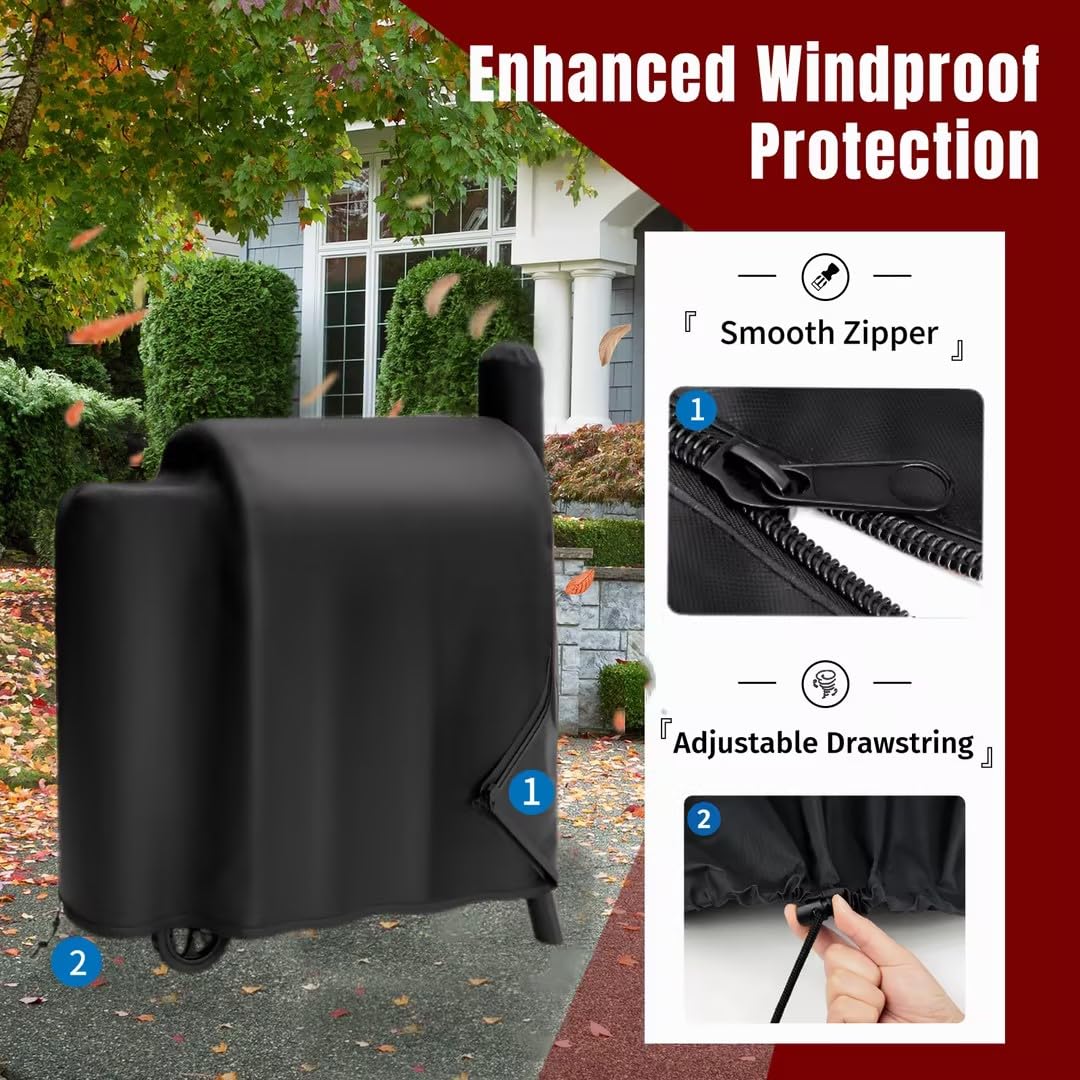 Upgraded Grill Cover for Traeger Pro Series 575/22, Sturdy & Waterproof, Special Zipper Design, Easy to Put On and Take Off