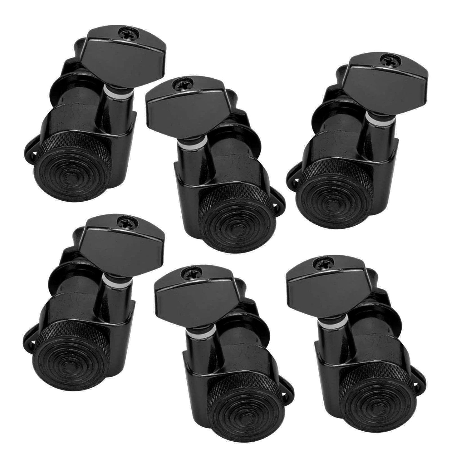 Lock String Tuning Key Pegs, Fastened Vintage Guitar Locking Tuners with 6 Screw, Detachable Locking Guitar String Tuning Pegs for Electric or Acoustic Guitars (Black)