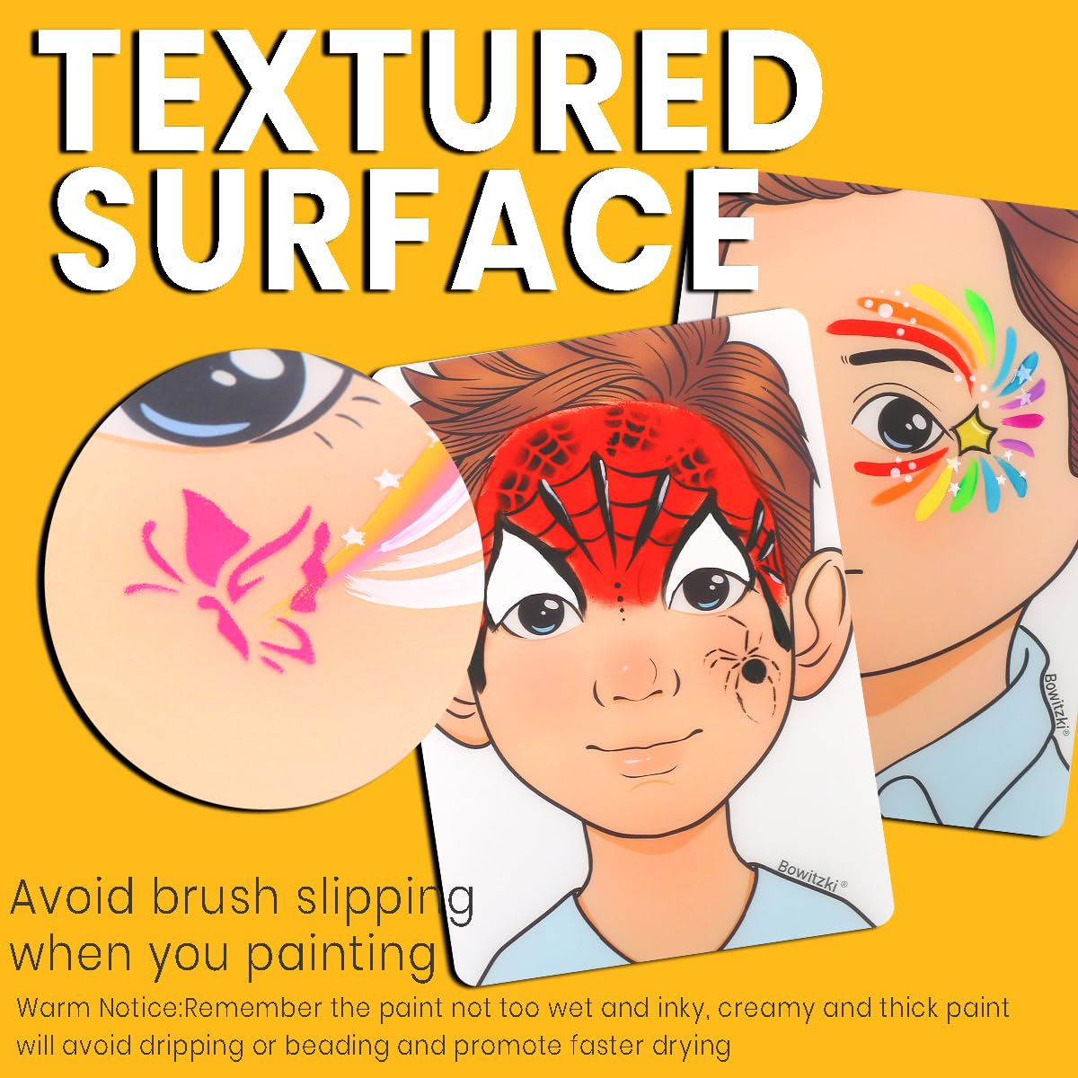 Bowitzki Face Painting Practice Board, 5-Piece Reusable Colorful Face Paint Practice Board, A4 Size