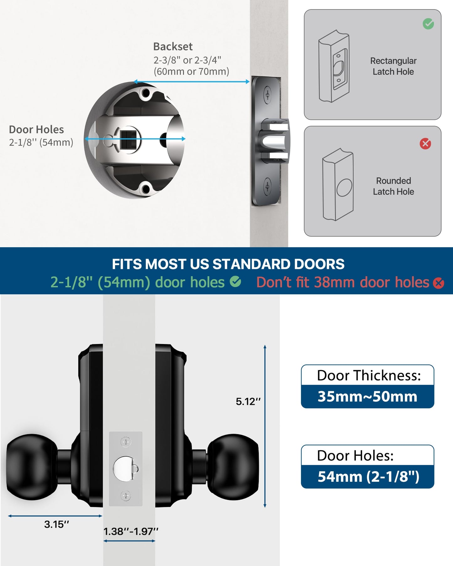 HIDALIFE Keyless Entry Door Lock, Keypad Door Lock with Handle, Touchscreen Digital Lock, Anti-peep Password, Auto-Lock, Easy Install for Front Door, Office, Apartment-Matte Black