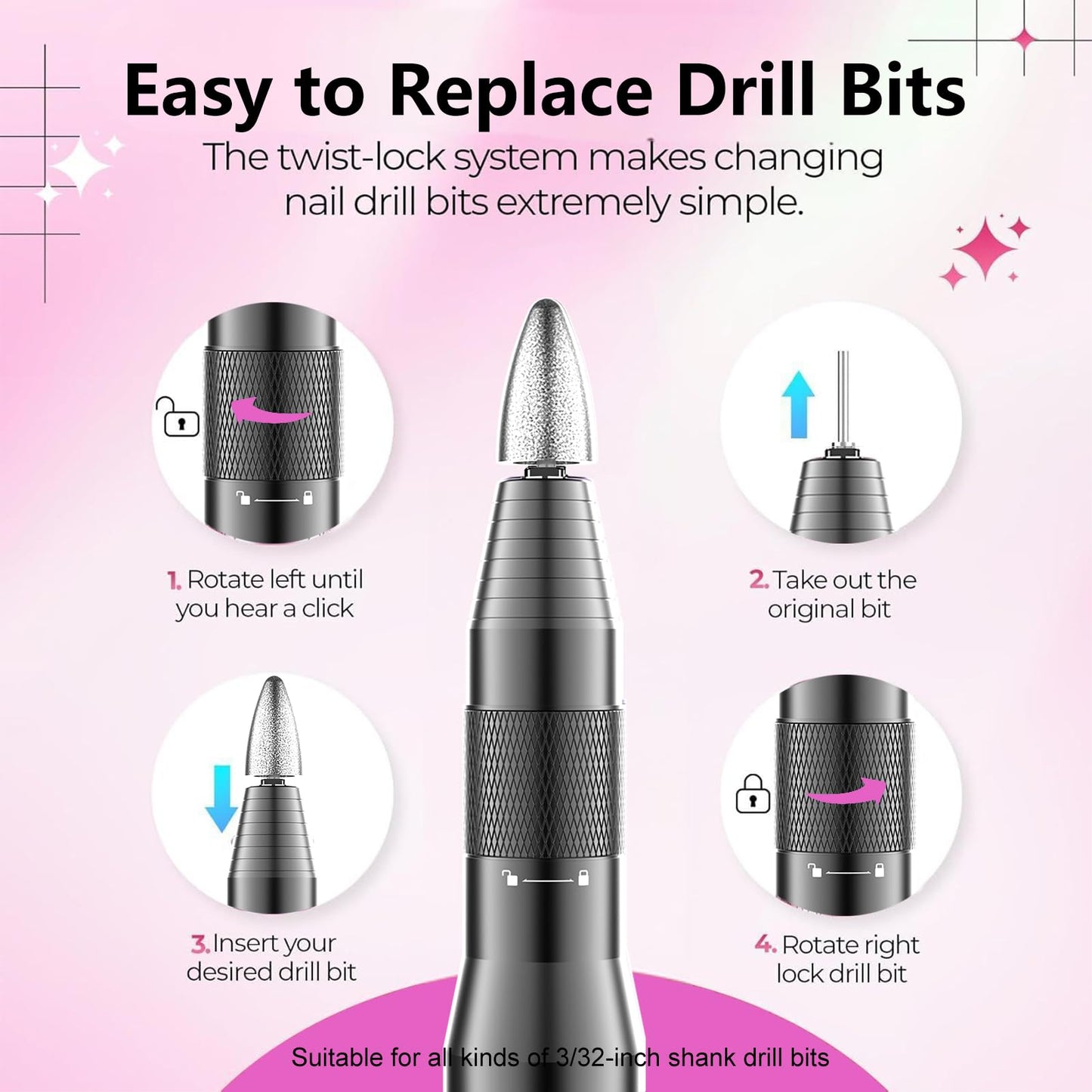 Professional Cordless Nail Drill with 12 Drill Bits -30000RPM Alloy Electric Nail File for Home&Salon Use,LED Display,Rechargeable&Quiet Manicure Pedicure Kit for DIY Manicure,Gifts for Nail Lovers