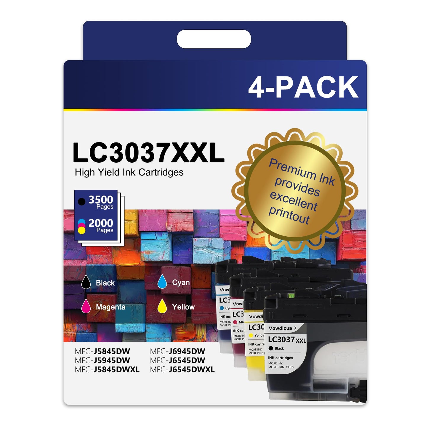 LC3037 LC3037XXL Ink Cartridge High Yield 4 Pack Replacement for Brother 3037 LC3037 LC-3037 XXL LC3037XXL MFC-J5845DW MFC-J5945DW MFC-J5845DW XL MFC-J6945DW MFC-J6545DW Printer (BK/C/M/Y)