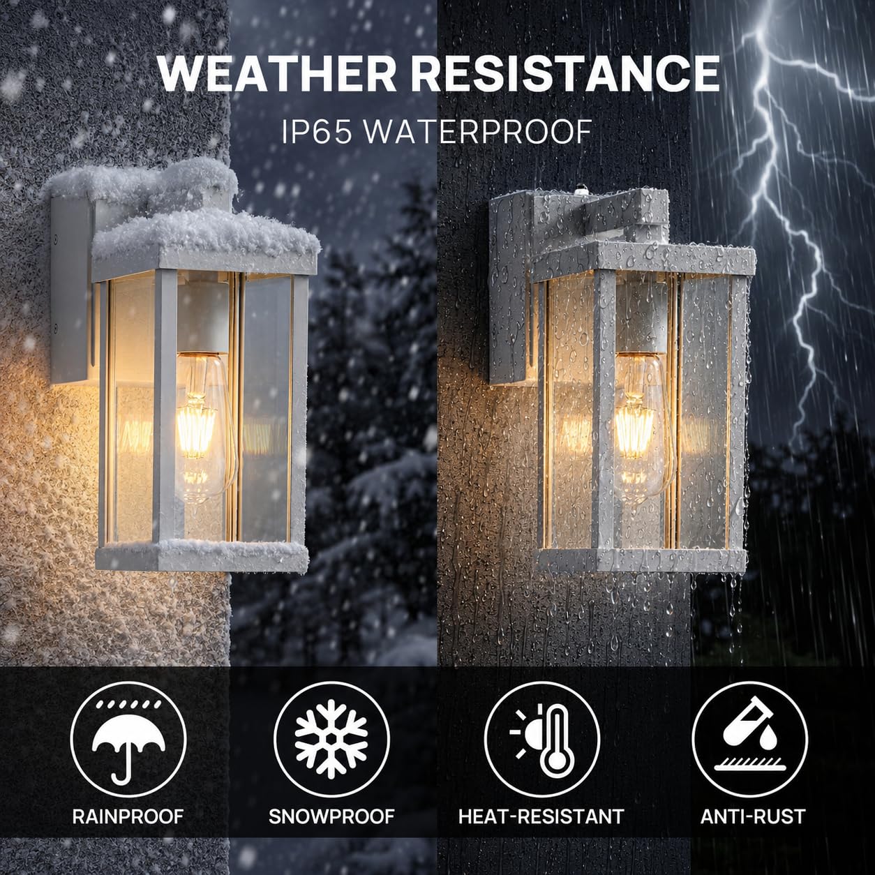 JOKAONOTL Dusk to Dawn Porch Lights with GFCI Outlets Waterproof Outdoor Wall Lights Exterior Lighting Fixtures Modern Outside Lights Wall Mount for House Patio Garage,White,11.8''H,1PC
