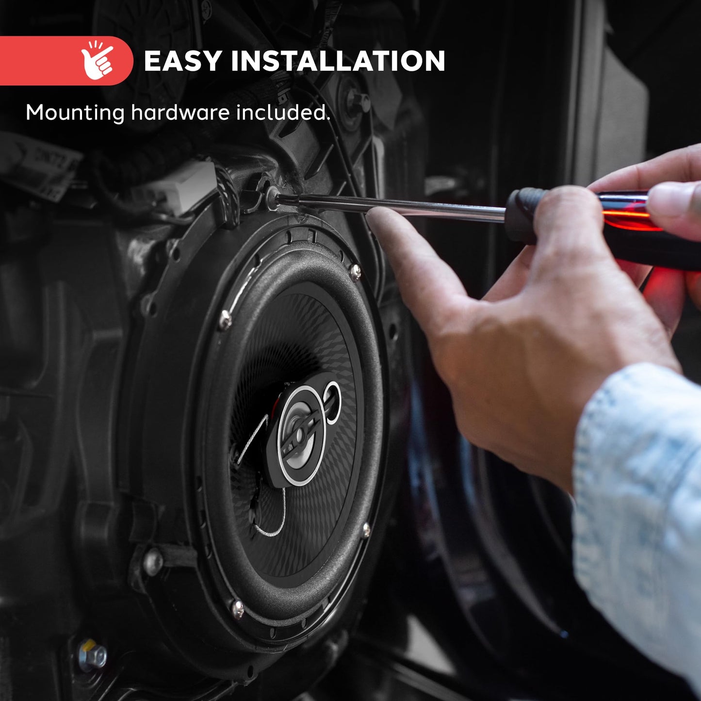 PYLE 3-Way Universal Car Stereo Speakers - 300W 6.5” Triaxial Loud Pro Audio Car Speaker Universal OEM Quick Replacement Component Speaker Vehicle Door/Side Panel Mount Compatible - Pyle PL613BK