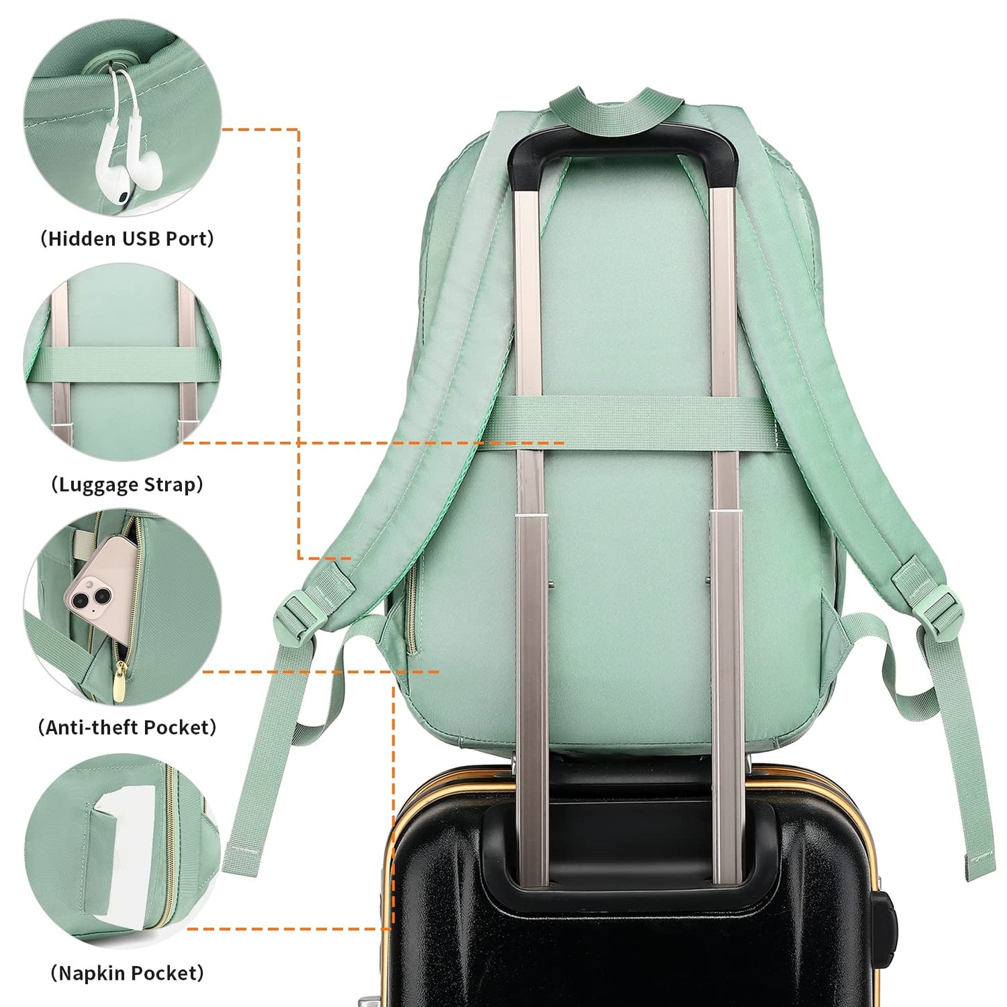 17,3" Laptop Backpack for Women,Work Backpack for Women Professional for Travel Business,Backpack Purse for Girls in School College