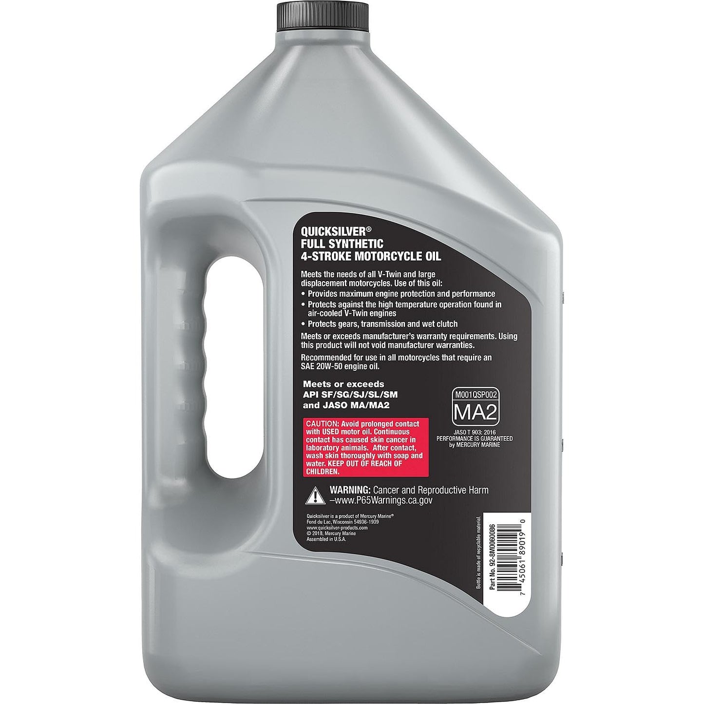 Quicksilver 20W-50 Full Synthetic Motorcycle Oil, 1 Gallon