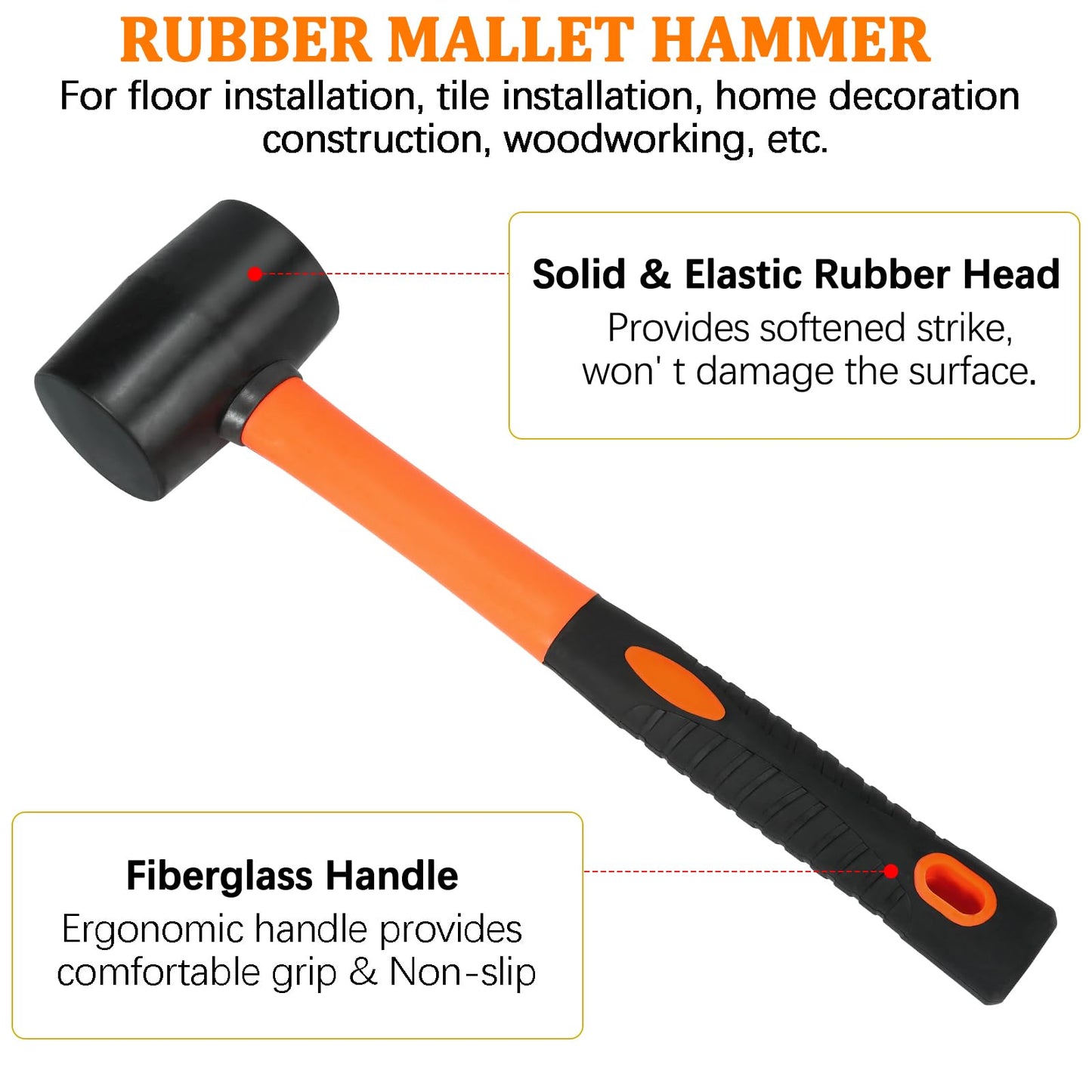 Floor Gap Fixer Tool for Laminate Floor Gap Repair Plank Grabber Includes Heavy Duty Aluminum Suction Cup and Fiberglass Handle Rubber Mallet (Can't Use on Scraped Surface Floor)