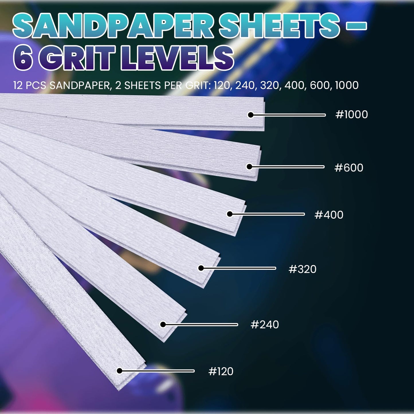 18" Fret Leveling Beam Guitar Fret Leveler Kit – Complete Guitar Tool Set with 12 Sandpaper Sheets (120–1000 Grit) & Storage Bags for DIY Fret Maintenance