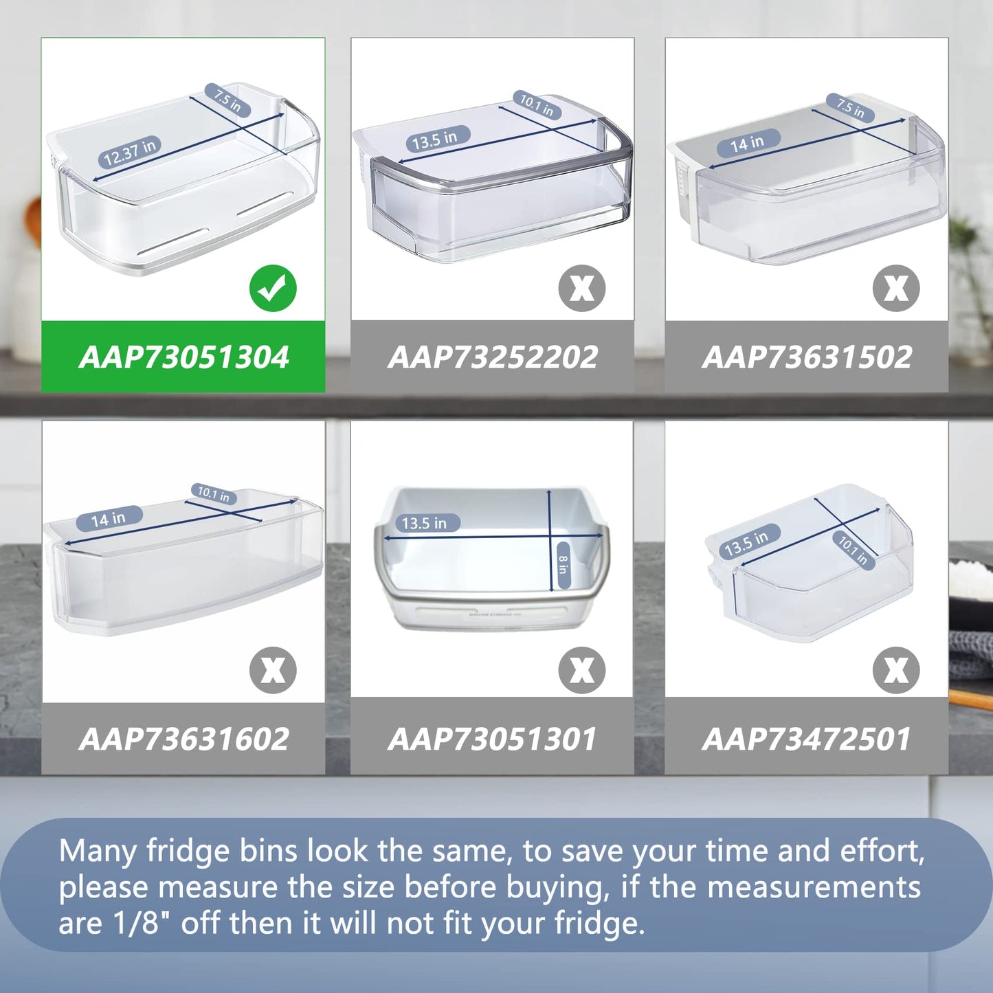 AAP73051304, PS10065040, EAP10065040 Door Shelf Bin Compatible with 795.7131, LG LFC24770 etc Refrigerators . Part Number : AP5955771, 3190322.