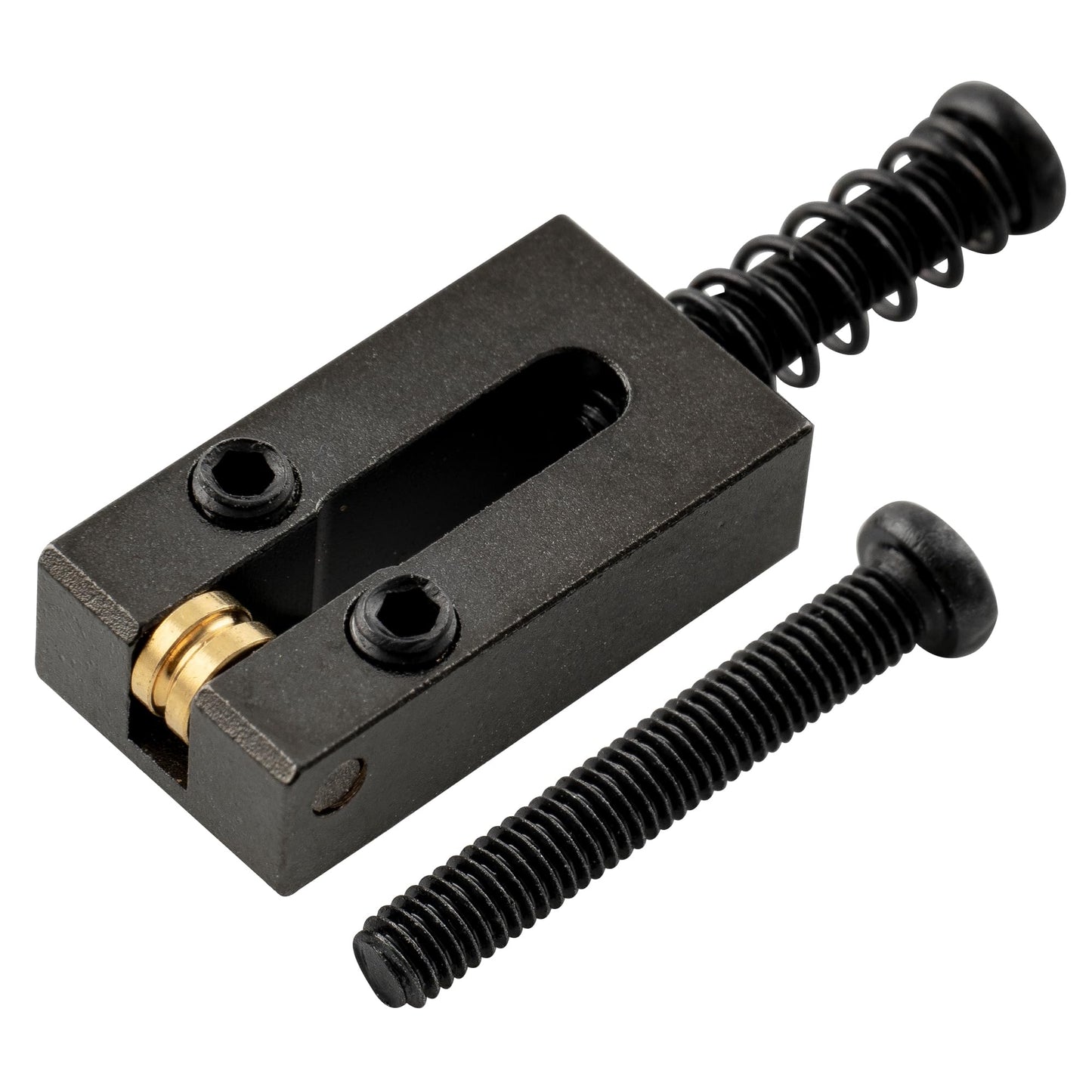 Musiclily Ultra 10.5mm Full Solid Brass Modern Style Roller Saddles for Strat Tele Style Electric Guitar Bridge, Black (Set of 6)