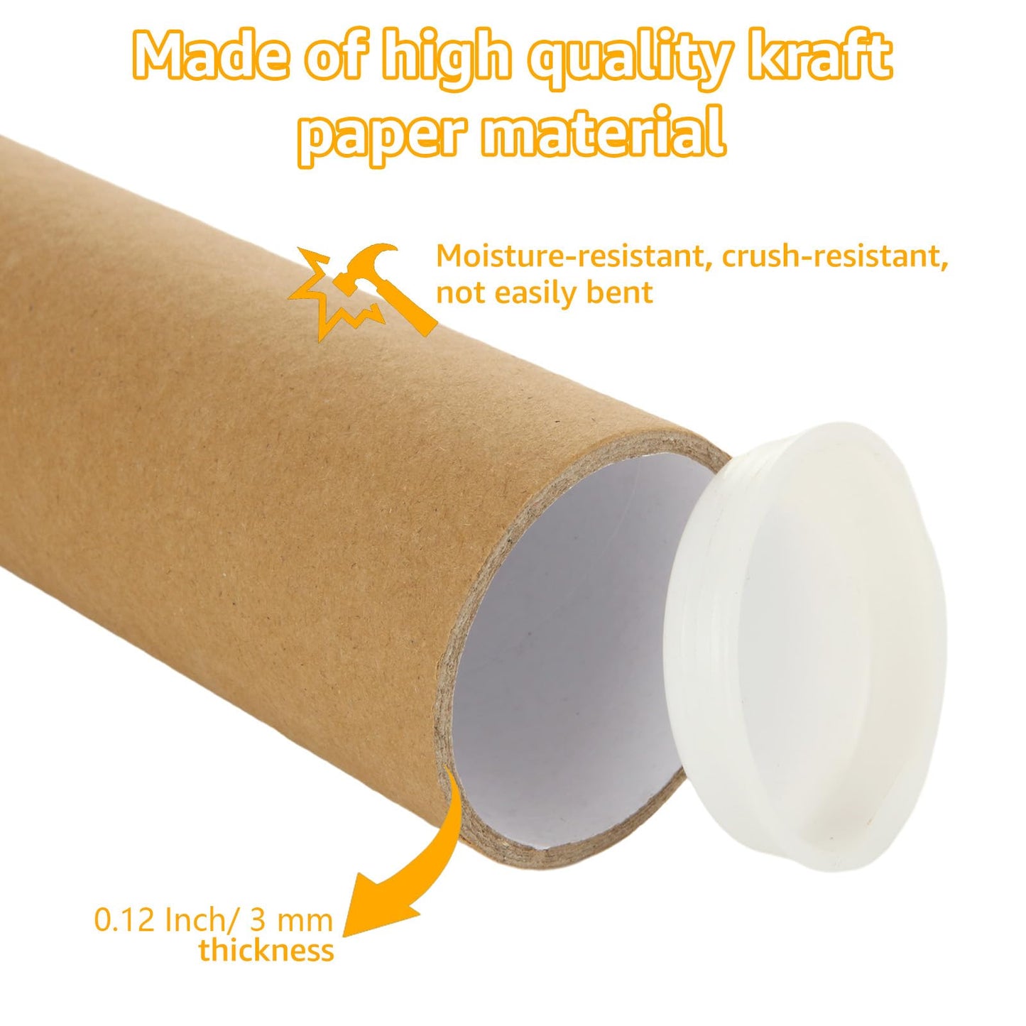 LOYORTY 40PCS 2" x 6" Mailing Tubes with Caps, Small Cardboard Shipping Tubes,Kraft Paper Tube Mailers for Shipping, Packing, Art Prints, Maps, Blueprint
