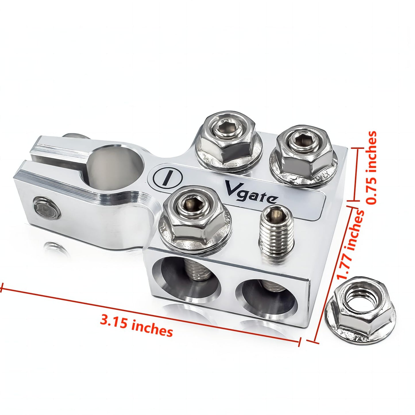 Vgate 8-Way Lead Acid Battery Car Terminal Connector, AGM Post Terminal Ends, 8AWG up to 4/0(XL) AWG Gauge, Positive & Negative for SAE/DIN/EN Tapered Top Post