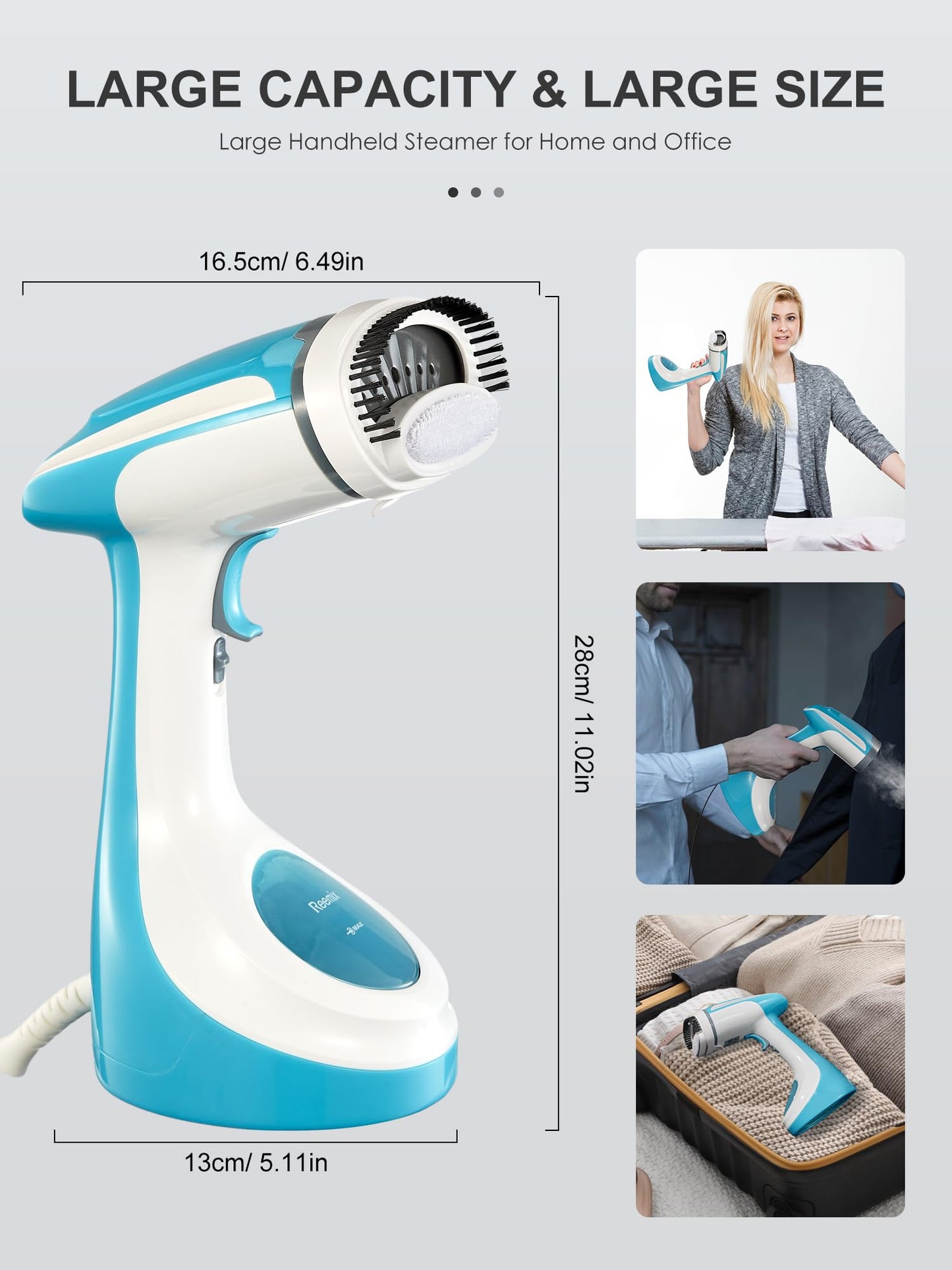 Handheld Steamer for Clothes 1200W, Clothes Steamer with Large 300ml Water Tank, Fast Wrinkle Remover Portable Garment Steamer, Ideal for Home, Office, Travel (Aqua)