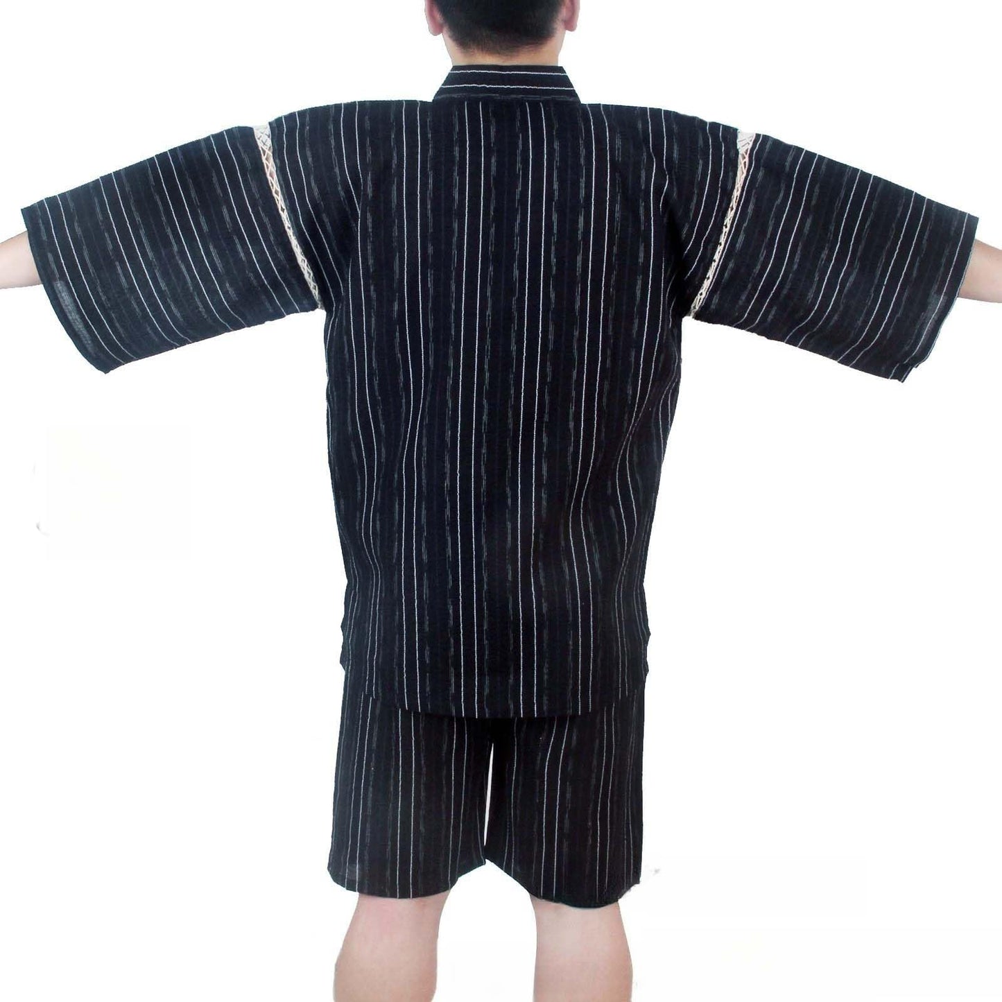 ZEALMAX Kimono Traditional Japanese Style Pajamas Set Shirt and Shorts, Men's Cotton Linen Loungewear Bathrobe Casual Clothes Multicolor, Multicolor, Large