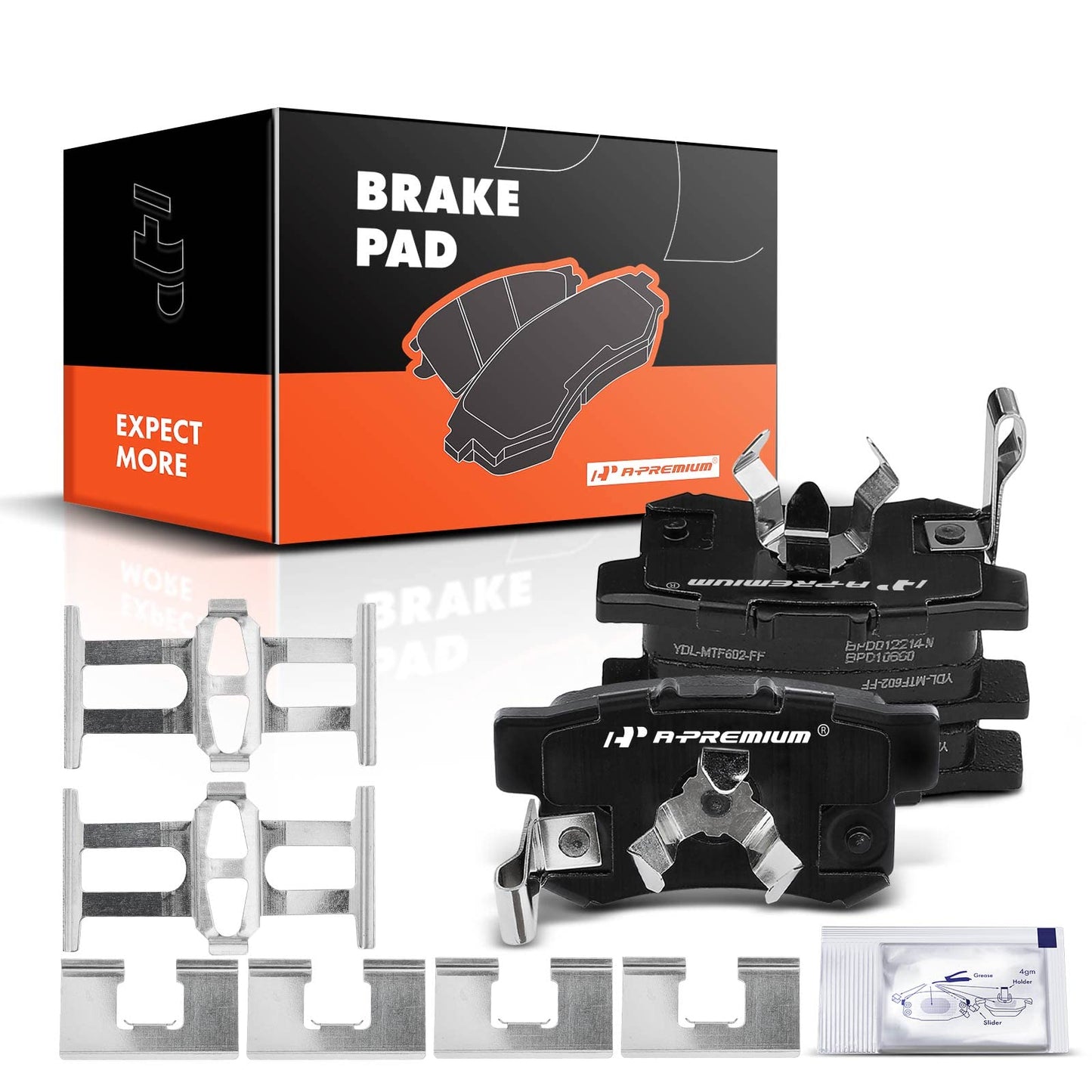 A-Premium Rear Ceramic Disc Brake Pads Set Compatible with Select Acura and Honda Models - CR-V 2005-2016, Crosstour 2012-2015, Accord Crosstour 2010-2011, RDX 2010-2018, with Hardware, 4 Pcs