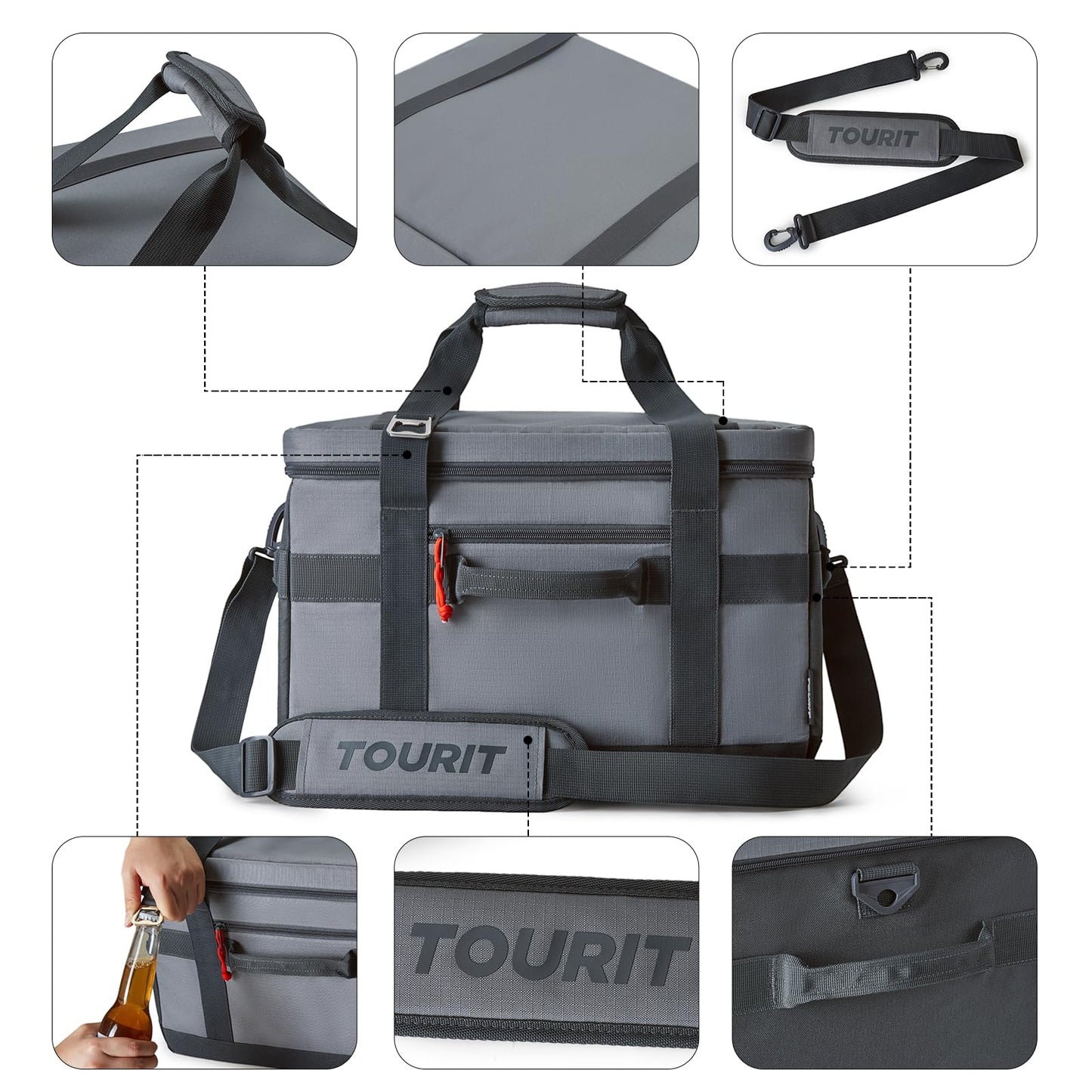 TOURIT Cooler Bag 48-Can Insulated Soft Cooler Large Collapsible Cooler Bag 32L Lunch Coolers for Picnic, Beach, Work, Trip
