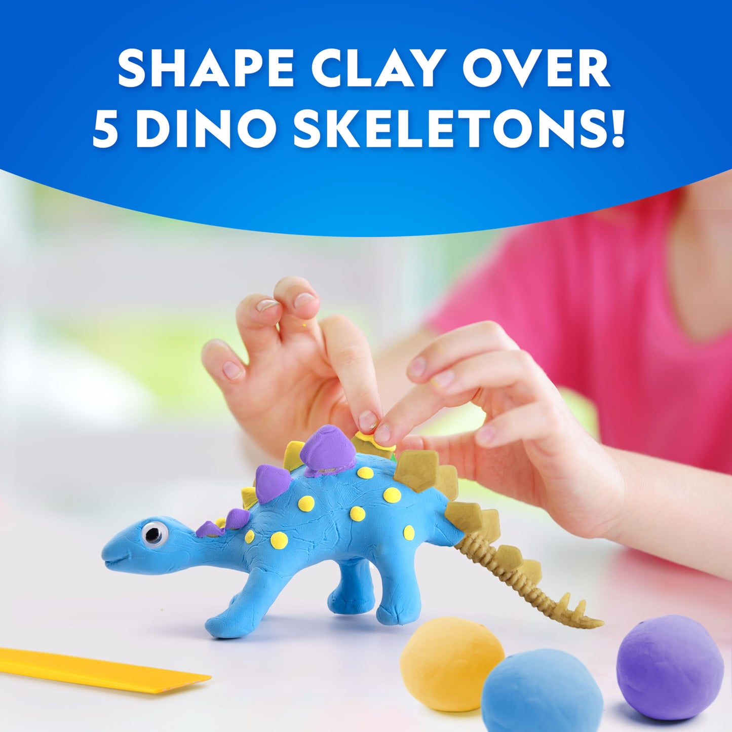 National Geographic Clay Dinosaur Arts & Crafts Kit - Dinosaur Air Dry Clay for Kids Activity Set with 5 Colours, 5 Dinos, Sculpting Tool & More