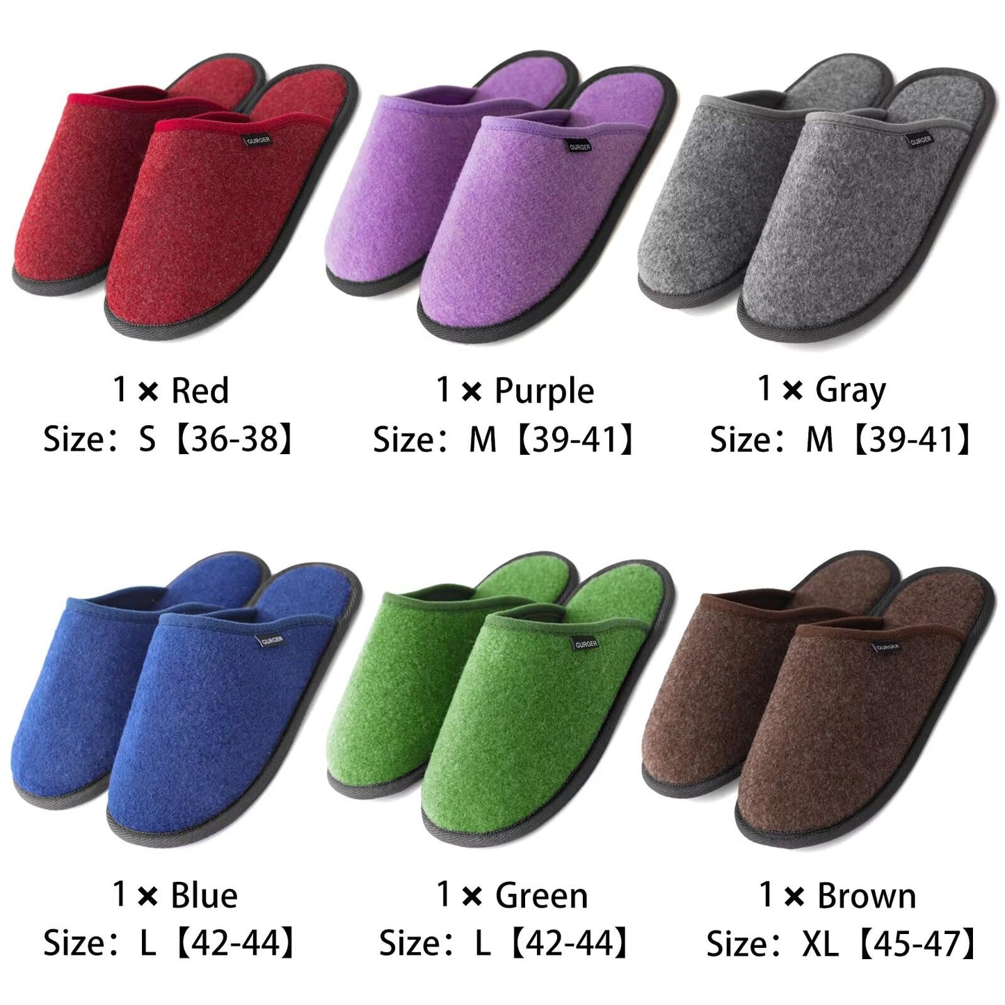 BUGUKI House Slippers for Guests Non-Disposable Washable Spa Slippers Set Non-Slip Felt Slippers for Spa, Hotel, Party Guest and Travel, Set of 6 Pairs, 6-14 Women/4-13.5 Men
