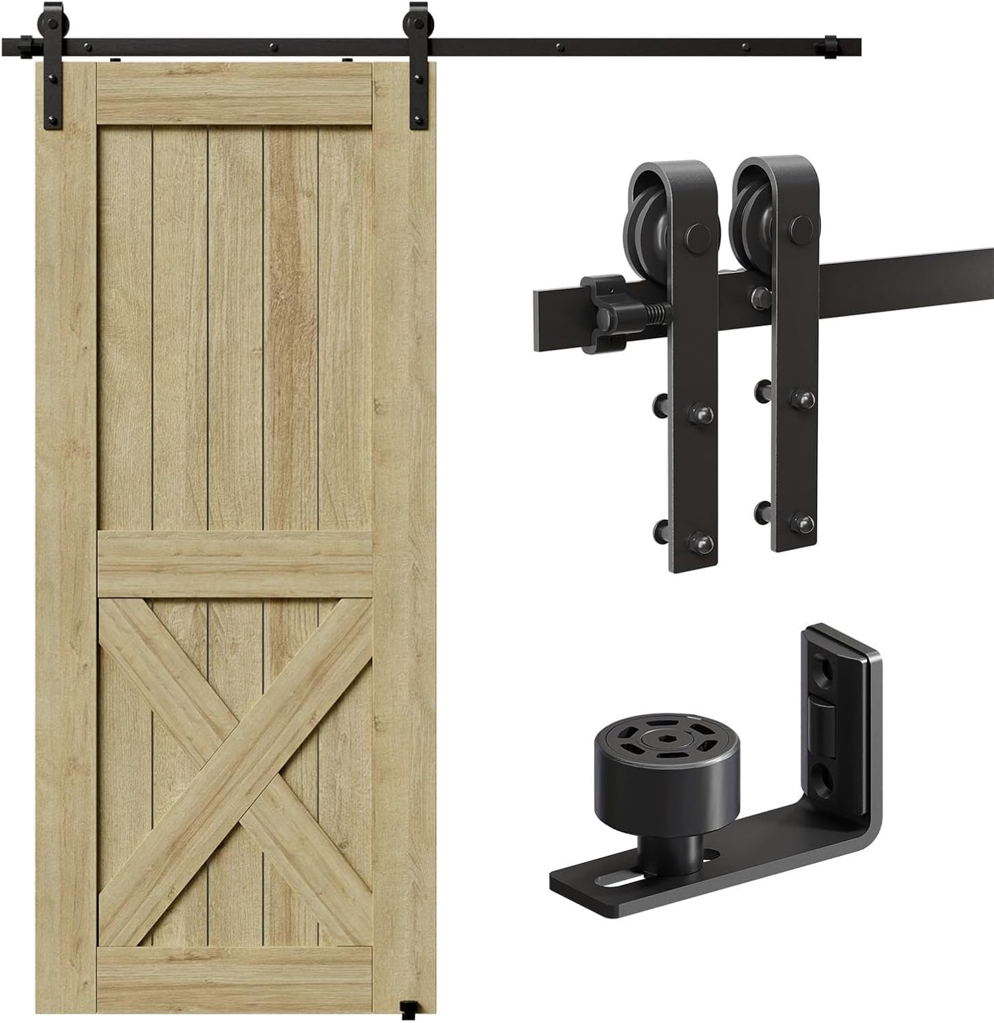 CCJH 6FT Sliding Barn Door Hardware Kit Heavy Duty for Single Wood Door