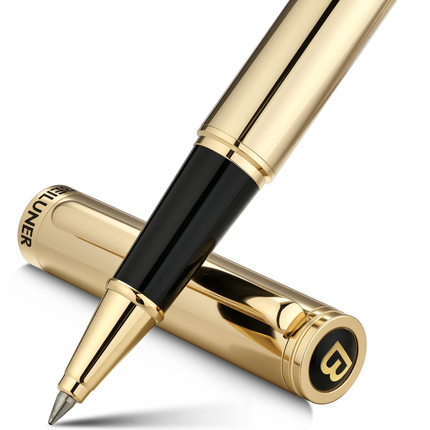 BEILUNER Luxury Rollerball Pen,Stunning Gold Pens with 24K Gold Finish, Noble and Elegant Designs,Schneider Ink Refill, Fancy Gift Set for Men & Women, Executive Writing, Office, Nice Graduation Gift