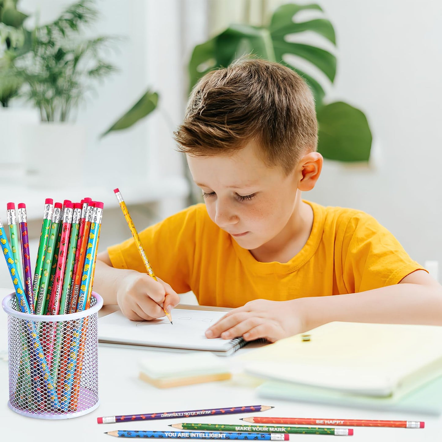120 Pcs Wooden Pencils with Eraser Bulk, Scented Inspirational Pencils Student Colorful Fruit Pencils Cute HB Pencils Wood Graphite Pencil for Girls Kids Boys School Students Gifts Supplies