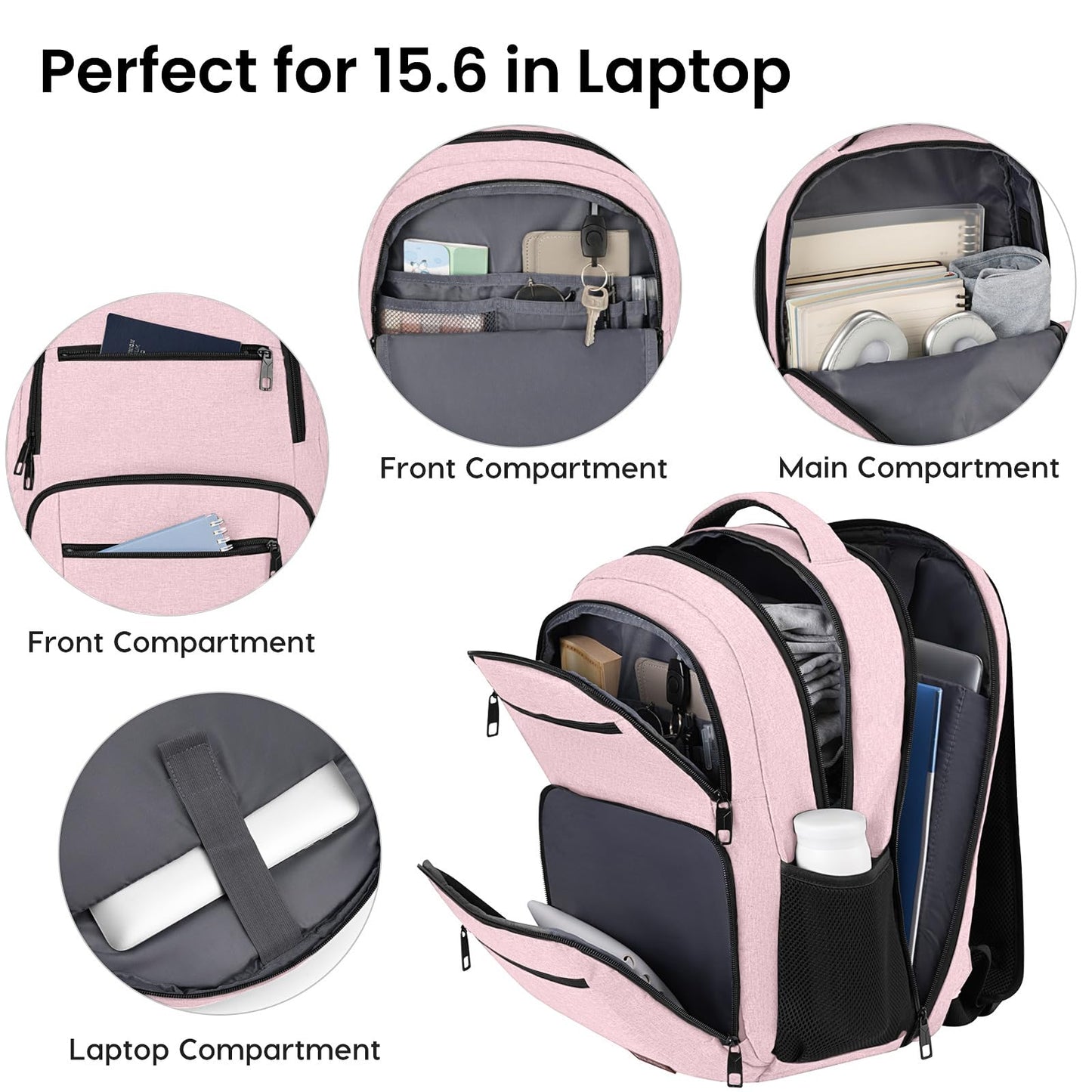 BIKROD Backpack for Girls Women, School Backpack for Teen Boys, Lightweight Casual High School Bookbag, Daily-use Travel Laptop Backpack with USB Charging Port Fits 15.6 Inch Notebook
