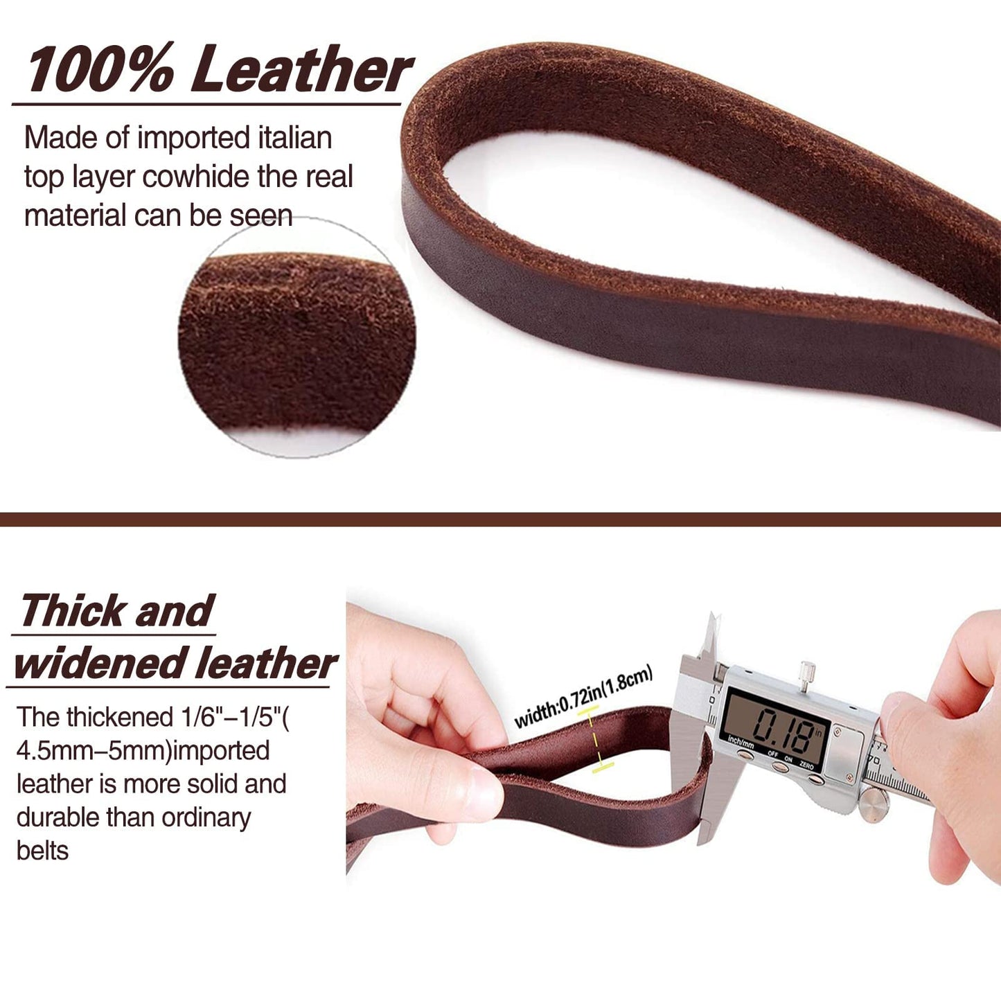 LWBMG Leather Dog Leash 8ft, Heavy Duty Dog Leash, Strong and Durable Leather Braided Dog Leash, Soft and Comfortable Leather Leash for Medium Large Dogs Training and Walking