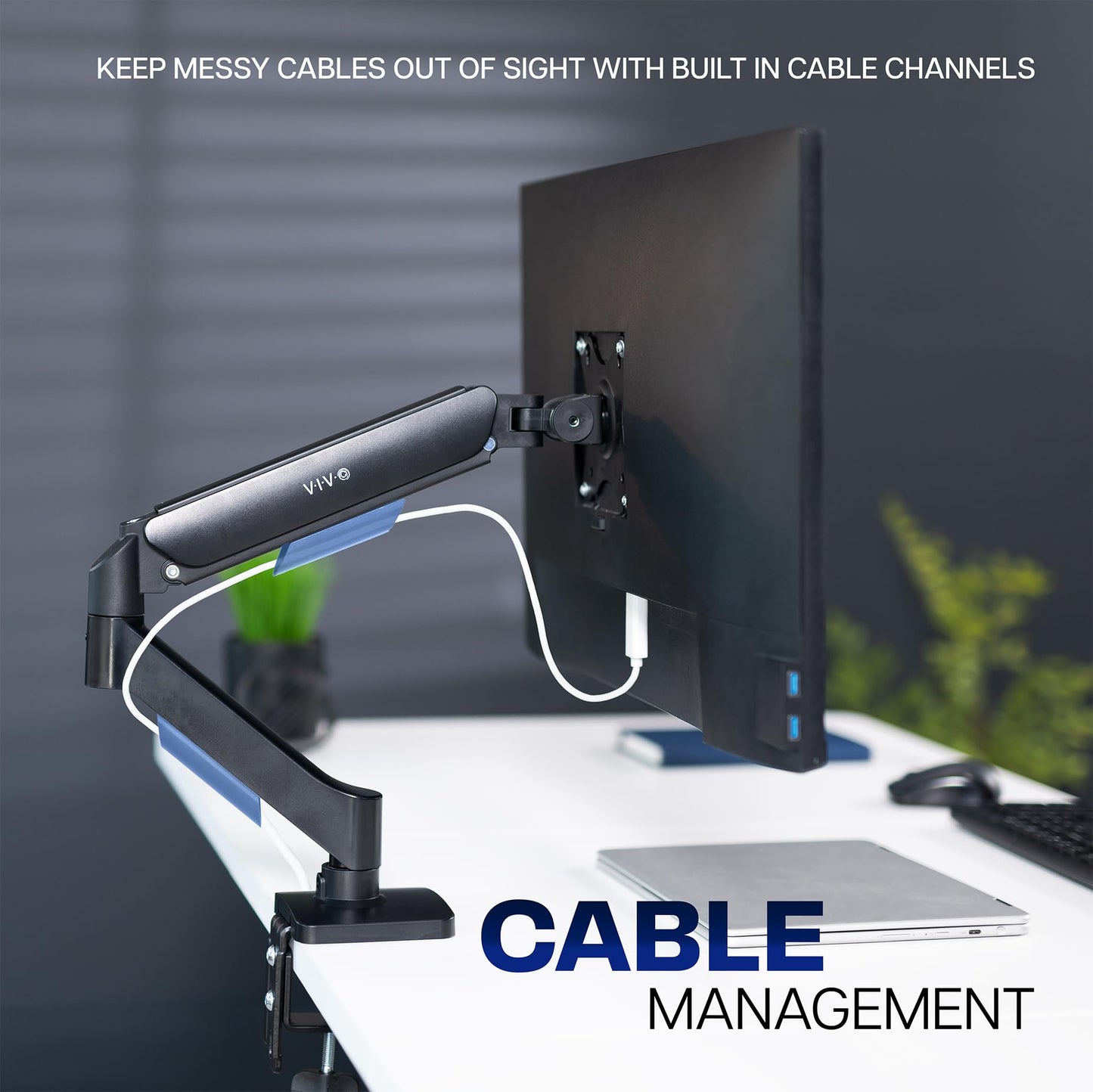 VIVO Single 17 to 32 inch Monitor Height Adjustable Counterbalance Mechanical Arm Desk Stand, Classic, Universal VESA Mount, STAND-V001O