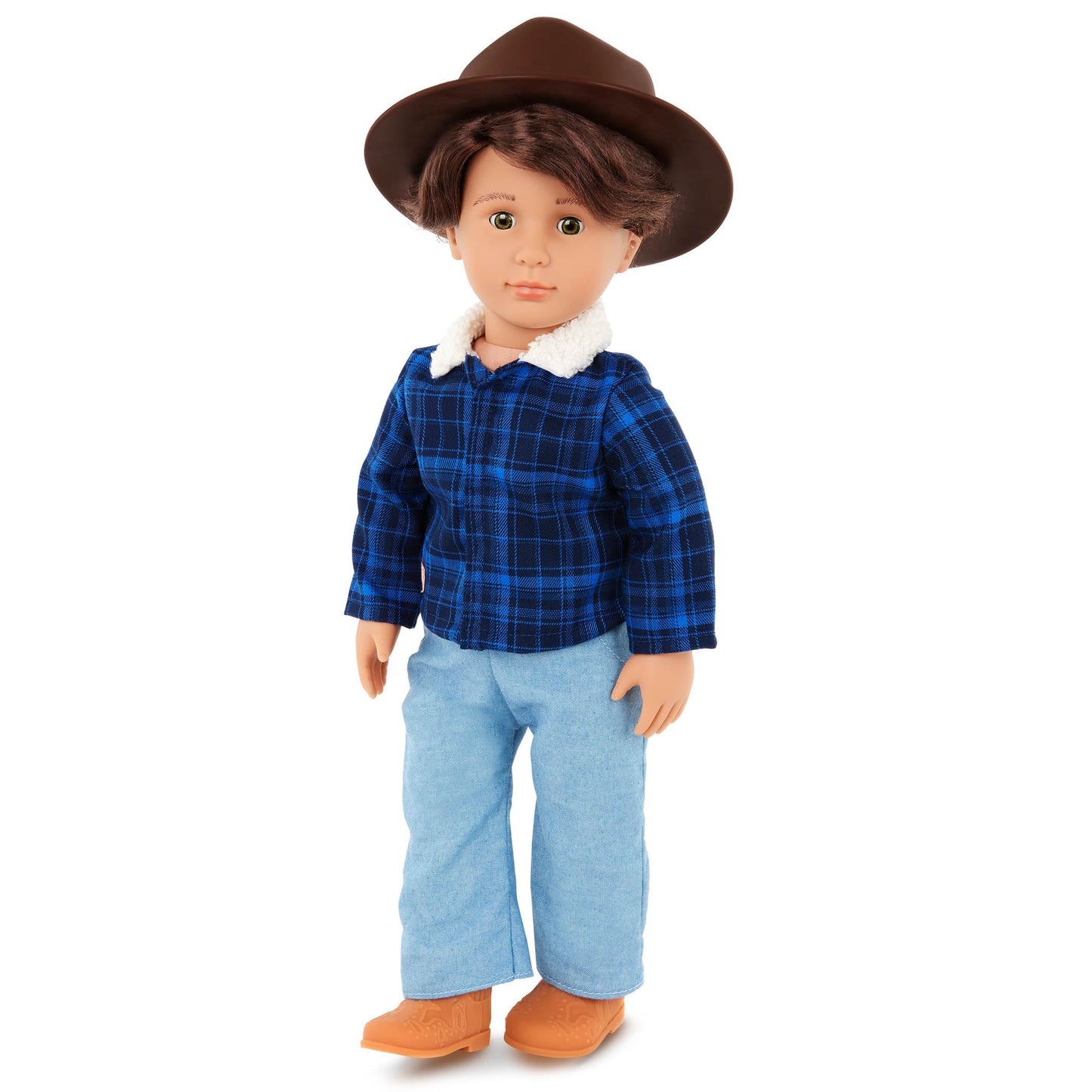 Our Generation - Dustin - 18-Inch Boy Doll - Lifelike Hazel Eyes & Wavy Brown Hair - Western-Style Outfit & Country Hat - Pretend Play - Toy for Kids 3 Years +