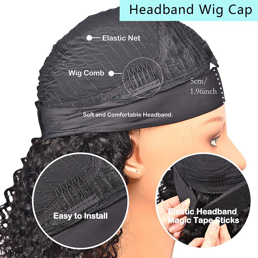 Straight Headband Wig Human Hair Wear and Go Glueless Wigs 150% Density Machine Made No Lace Headband Wig 20 Inch Natural Color Brazilian Virgin Hair