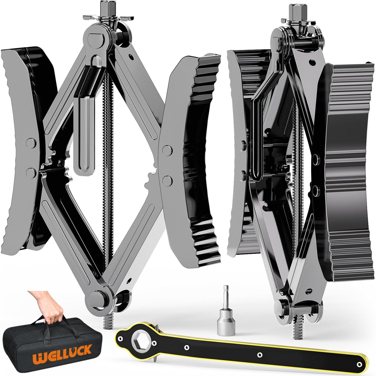 WELLUCK Camper Wheel Chock Stabilizer 2 Sets for RV Travel Trailer Heavy Duty X-Shaped RV Chocks Anti-Move Tire Wheel Chock, Fits 3.5" to 12" Wheel Gaps