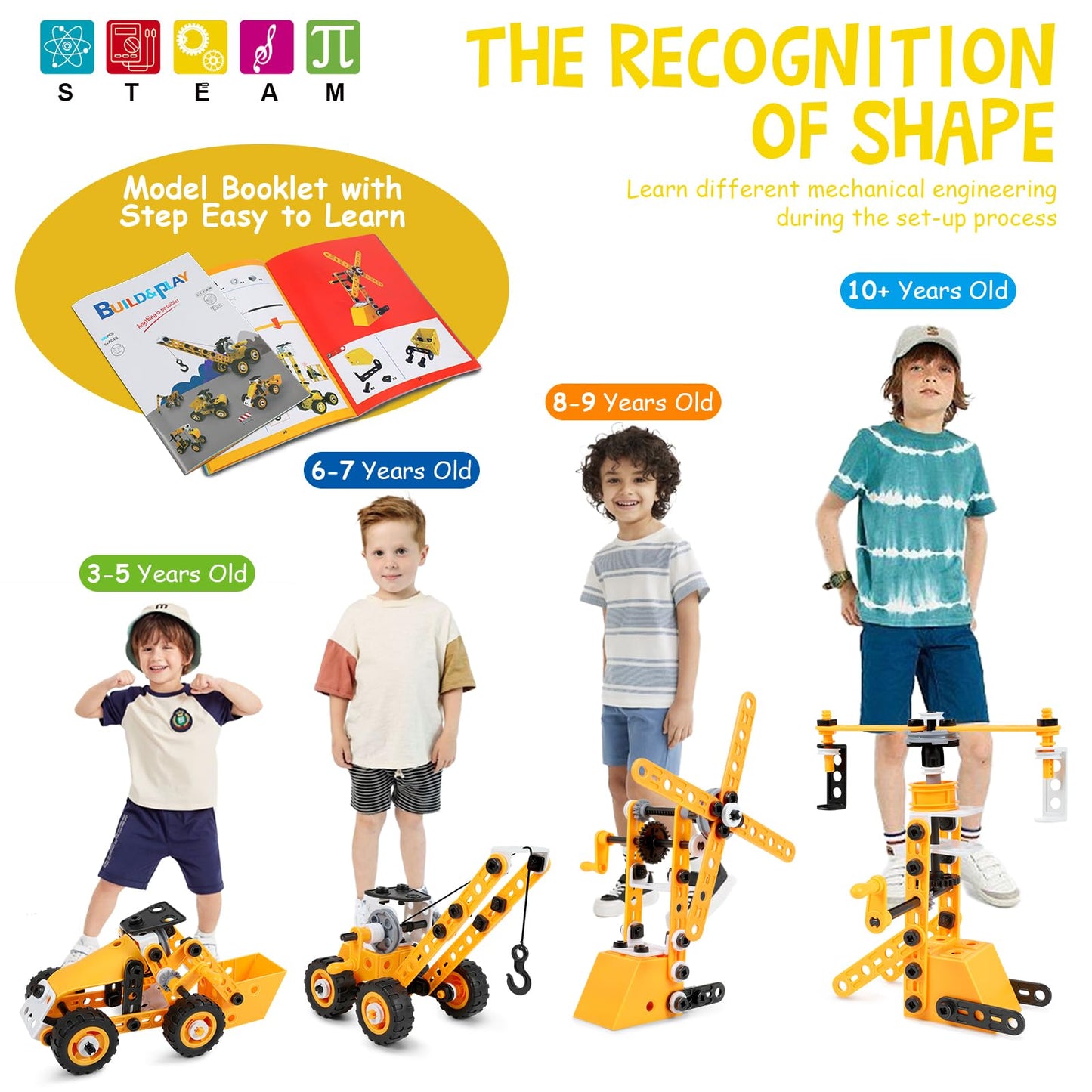 10 in 1 Stem Toys for 5 6 7 8 9+ Year Old Building Block Kit Stem Activities Projects Boy Toys Age 4-8 5-7 6-8 8-10 Creative Set Educational Engineering Excavator Construction Christmas Birthday Gift