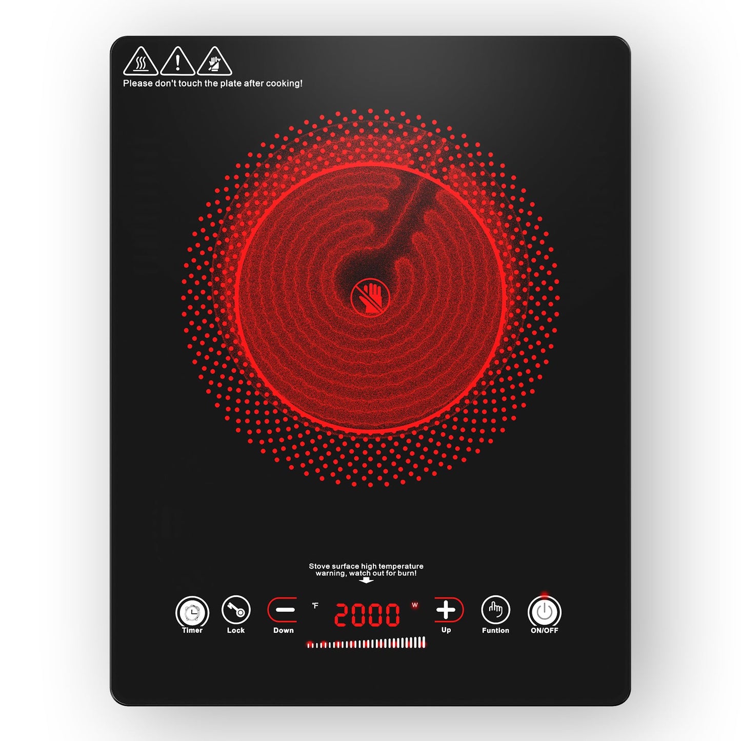 VBGK Single Burner Electric Cooktop,110V 1800W Electric Stove Top with LED Touch Control,Single burner 9 Power Levels, 4 h Timer, Safety Lock,Overheat protection