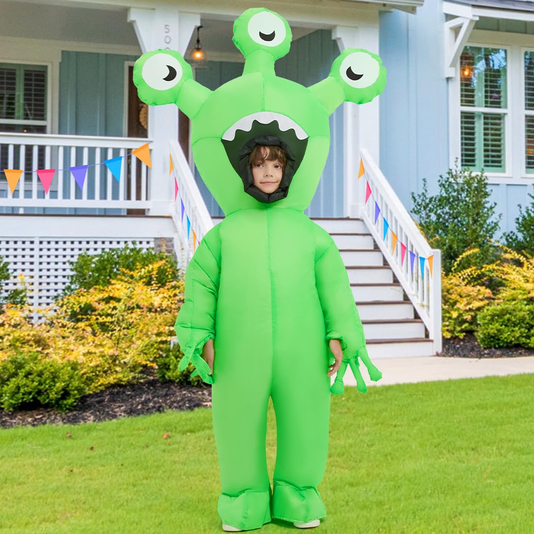 COMIN Halloween Inflatable Alien Costume Kids Cosplay Costumes Funny Ride on Blow Up Costumes Alien Suit for Teens (48'')