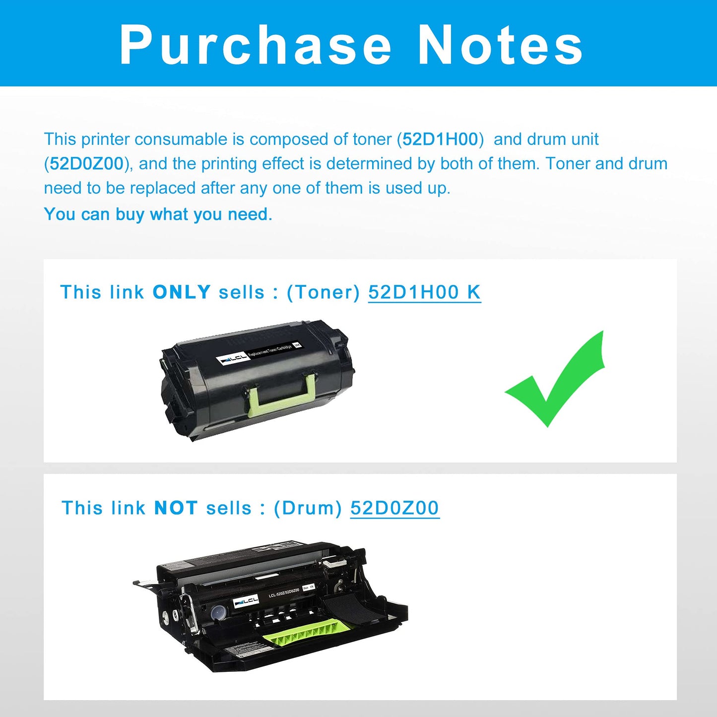 LCL Compatible Toner Cartridge for Lexmark 521H 52D1H00 52D1000 Black for Lexmark MS810N MS810DN MS810DE MS810DTN MS811N MS811DN MS811DTN MS812DN MS812DTN MS812DTN (1-Pack,High Yield)