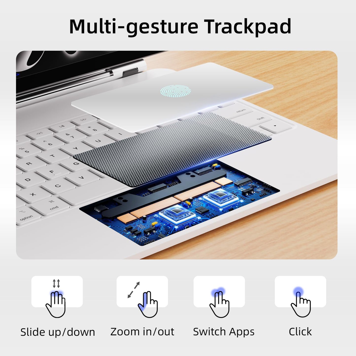 for iPad Pro 13 inch case 2024 with Keyboard M4,Magnetic Attach,Multi-Gesture Trackpad,7-Color Backlit,Shortcut Keys,Auto Sleep/Awake,Magic Keyboard for iPad Pro 13-inch M4 2024,White