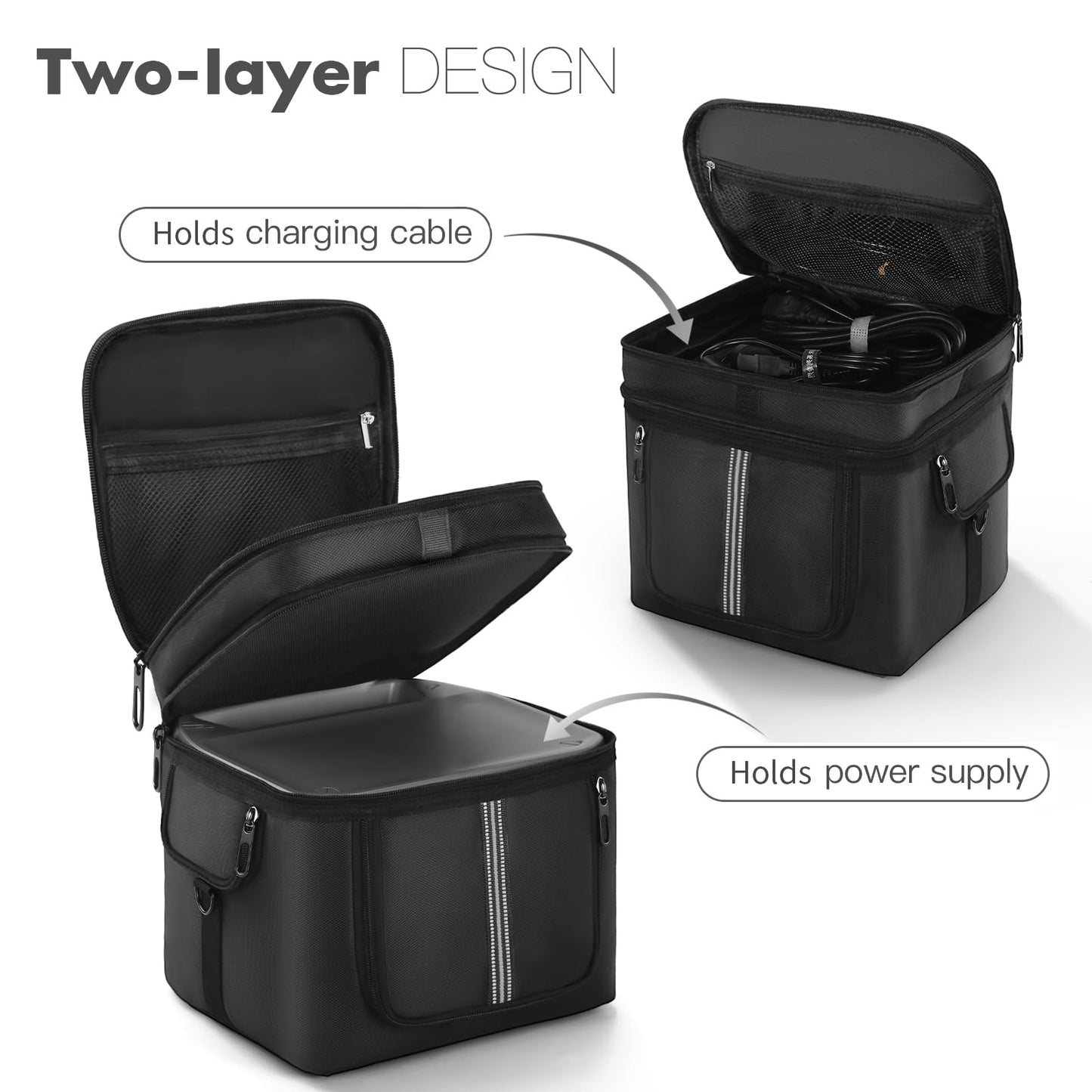 Carrying Case Compatible with ECOFLOW River 2 MAX Portable Power Station, Travel Storage Bag with Zipper Windows for Generator, Charging Cable and Accessories