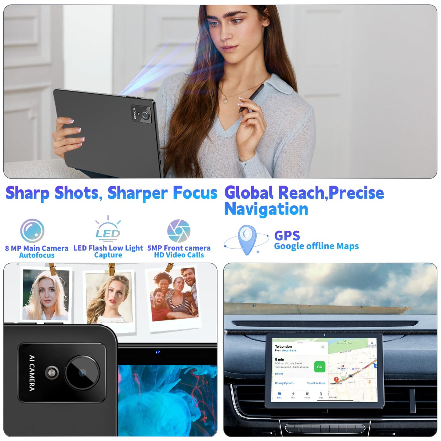 Android 15 Tablet 10 inch,2025 Newest Tablets,18GB RAM 128 ROM,1TB Expandable,Widevine L1 Compatible Octa-Core Tablet with WiFi 5,6000mAh,T310 CPU,Dual Camera(5MP+8MP)