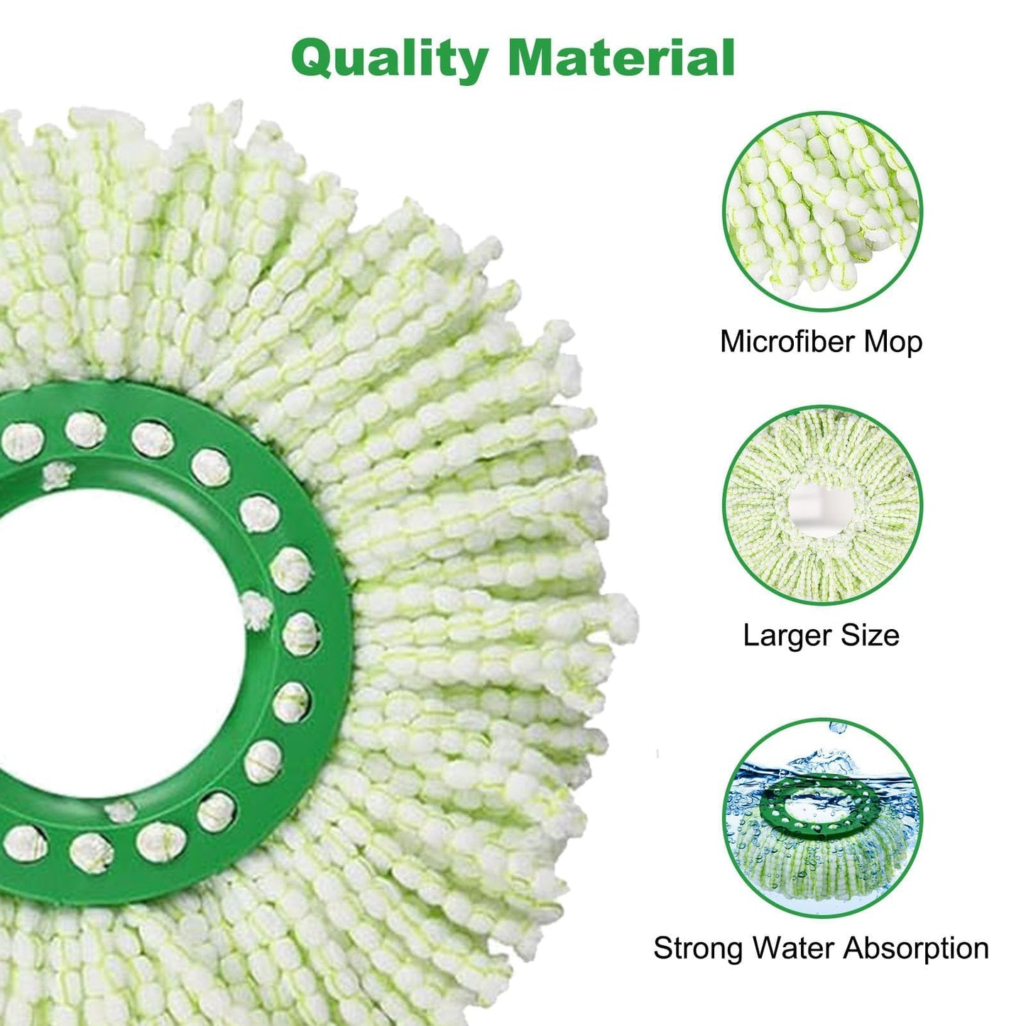 Alrens 6 Pack Mop Head Replacement for Libman Tornado Spin Mop, Machine Washable Microfiber Mop Refill, Reusable Mop Head for Hardwood Floor Cleaning