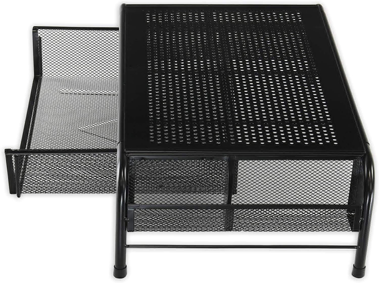 Simple Houseware Monitor Stand Riser with Organizer Drawer, Black