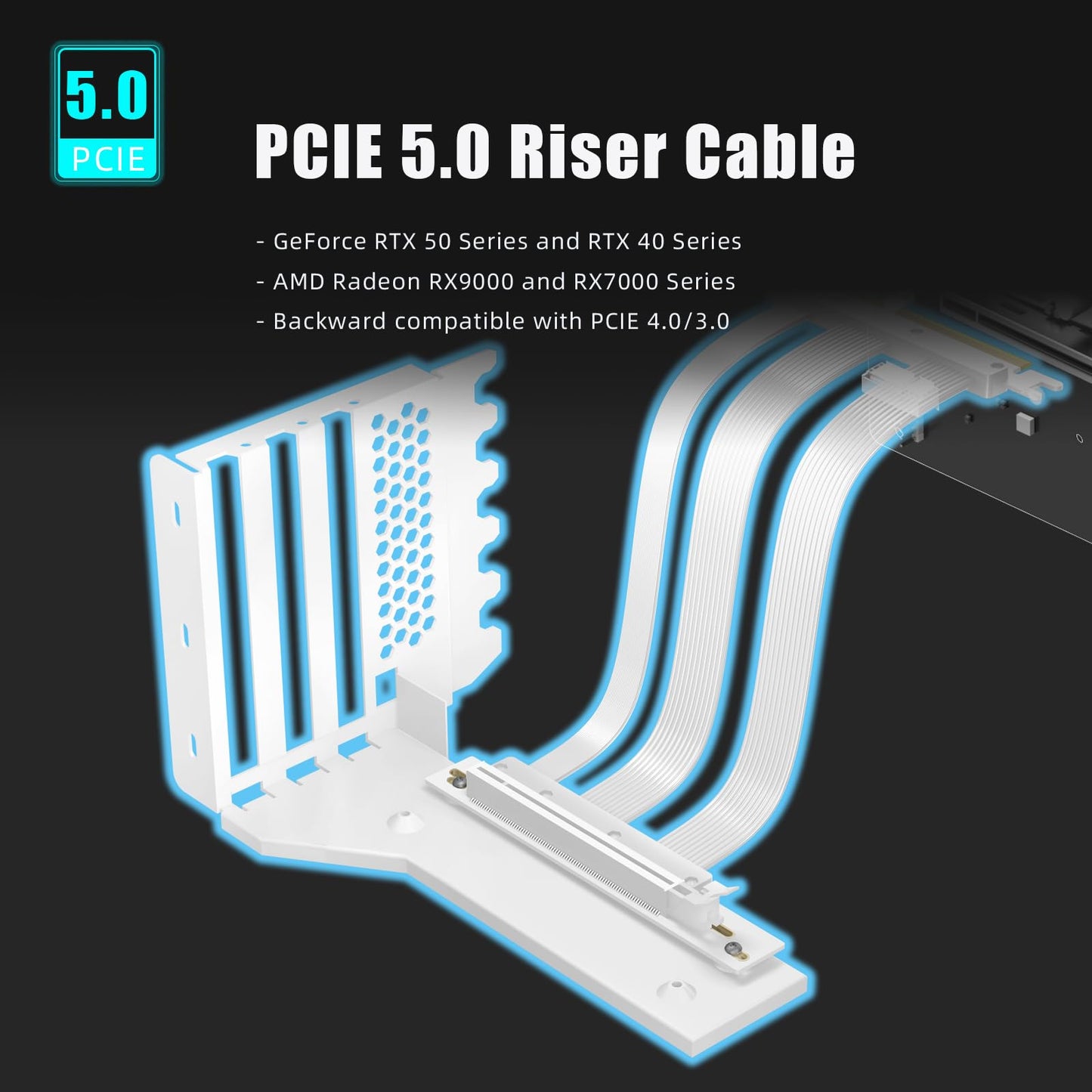 GLOTRENDS 3-Slot GPU Support Bracket with 150mm PCIe 5.0 Riser Cable for GPU Vertical Mount, Compatible with RTX5090 RTX4090 RX9070 RX7900, PC Cases with Open PCI 7/8-slot Design