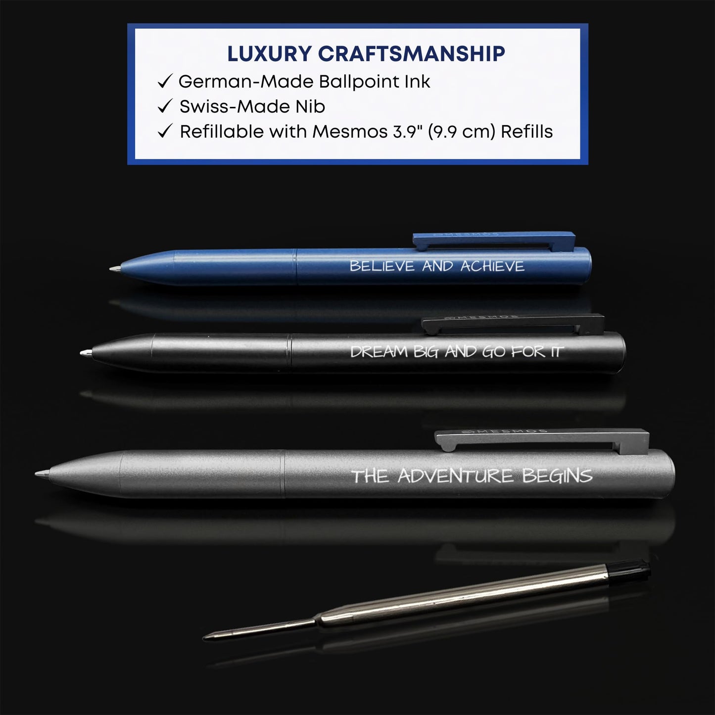 MESMOS Graduation Gift for Him 2026, 3pc Luxury Pen Set, German Ink & Swiss Nib, College and High School Graduation Gifts for Boys, Masters Grad Gift for Him, Men, Male, Son, Dad, Boys