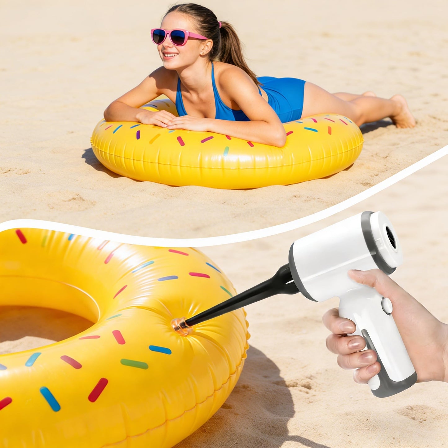 MEFELF Cordless Vacuum Cleaner-Mini Air Duster, Portable Handheld Vacuum, 3 in1Dry Use Dust Buster & Air Blower for Kitchen, 6500PA Suction,Inflate/Deflate Swim Ring (White)