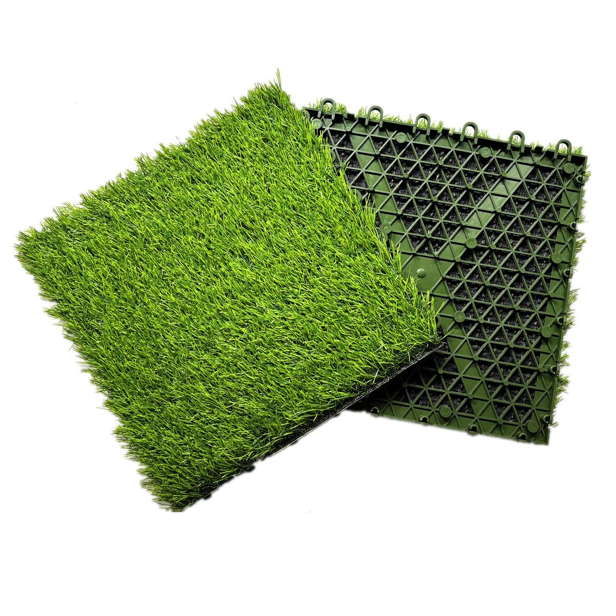 ALLTOP TURF 12"X12" Interlock Artificial Grass Tiles, Self-Draining Turf Deck for Patio，Balcony,Kids Playground， Dogs Puppy, Indoor and Outdoor (Grass Tile 6pcs)