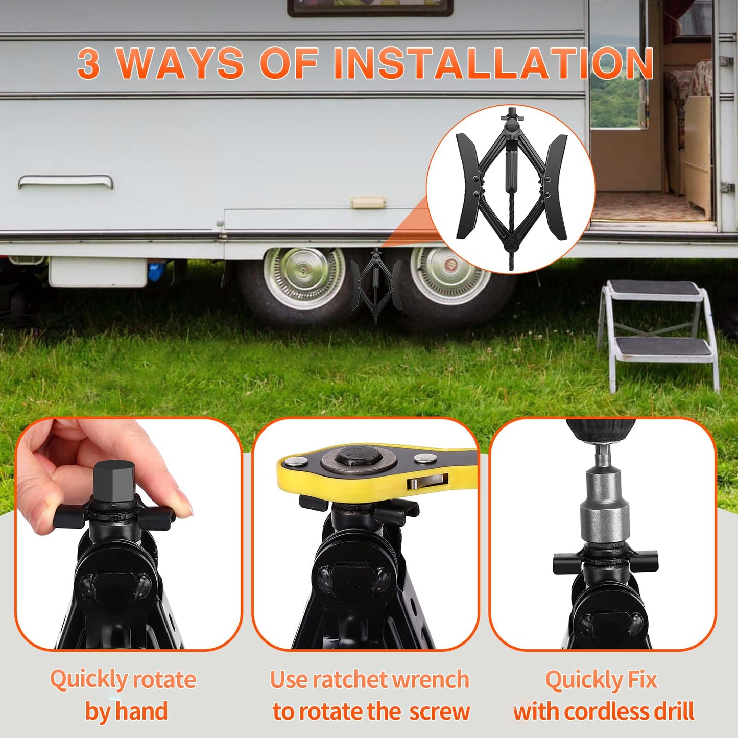 Camper RV Wheel Chocks Stabilizer X-Shaped for Dual Axle Travel Trailers, Heavy Duty Anti-Move Tire Chocks Trailer Accessories 2 Pack Fits 3.5" to 12" Wheel Gaps, Black