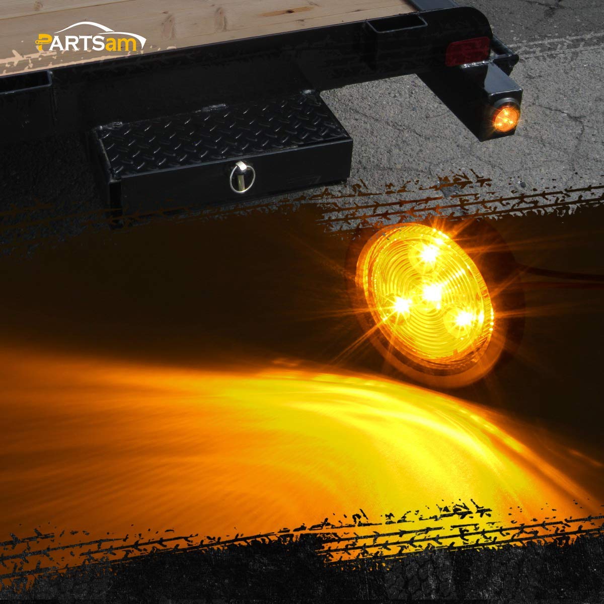Partsam 12v LED Truck Trailer Light Kit Waterproof,2x 6" Oval Red Stop Turn Tail Brake Lights+14.17" Red 3 Light 9 LED Stainless Steel ID Light Bar+(2xRed+2xAmber) 2" Round 4 LED Side Marker Lamps