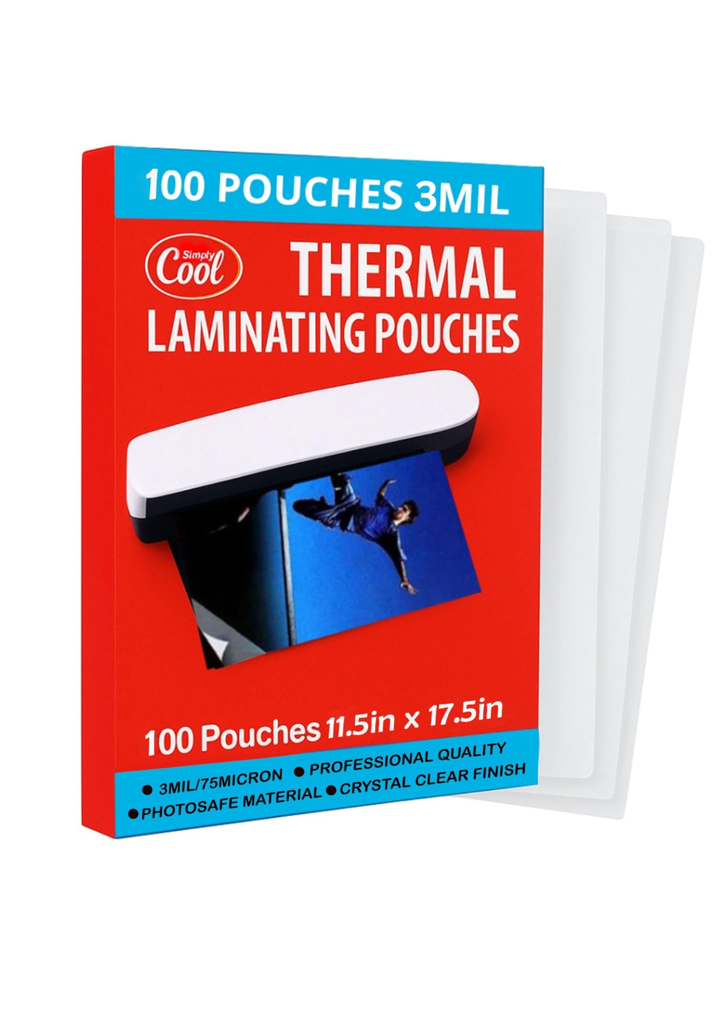 3MIL Thermal Laminating Pouches (100 Count) 11.5x17.5 inch Dry-Erase Friendly Sheets, Compatible with Laminators Crystal Clear Laminated Finish