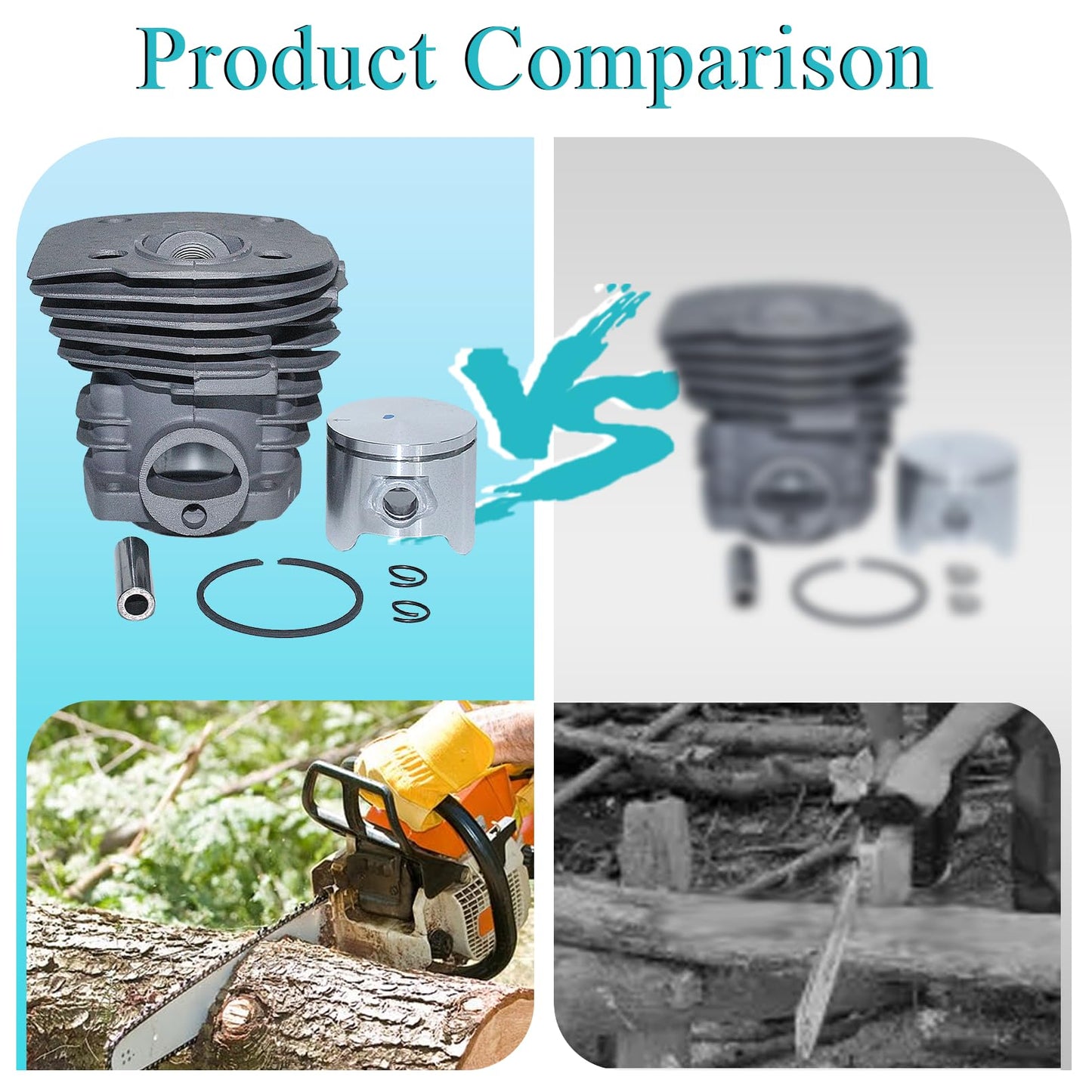 Atunee 44mm Cylinder Piston Pin Ring Kit fit for Husqvarna 350 351 353 346 for Jonsered CS 2150 2149 2152 2153 Chainsaw Parts with E-Clip Replace 503869971 503869903