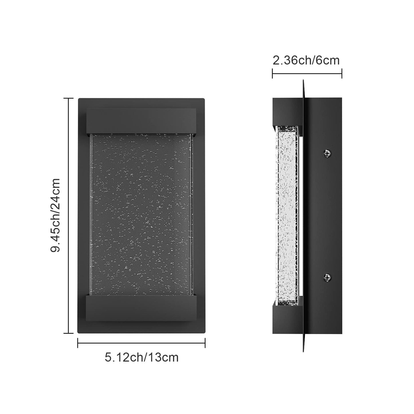 Led Modern Wall Sconce with Crystal Bubble Glass 3000K Outdoor LED Porch Light Indoor Outdoor Sconce Wall Lighting Black Wall Mount Light Fixture - Black