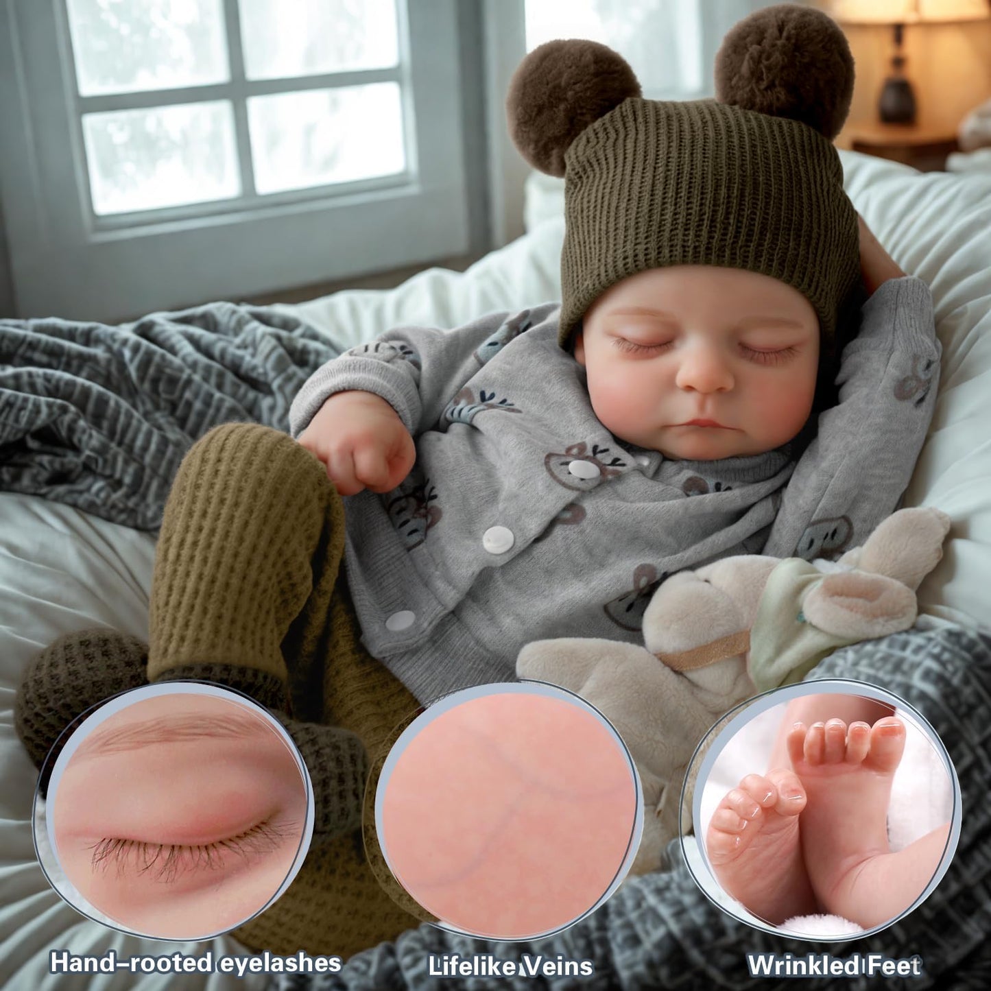 BABESIDE Realistic Reborn Baby Dolls Boy Noah, 20 Inches Soft Full Vinyl Body Realistic Baby Dolls, Real Life Baby Doll with Toy Accessories Gift Set for Kids Age 3+